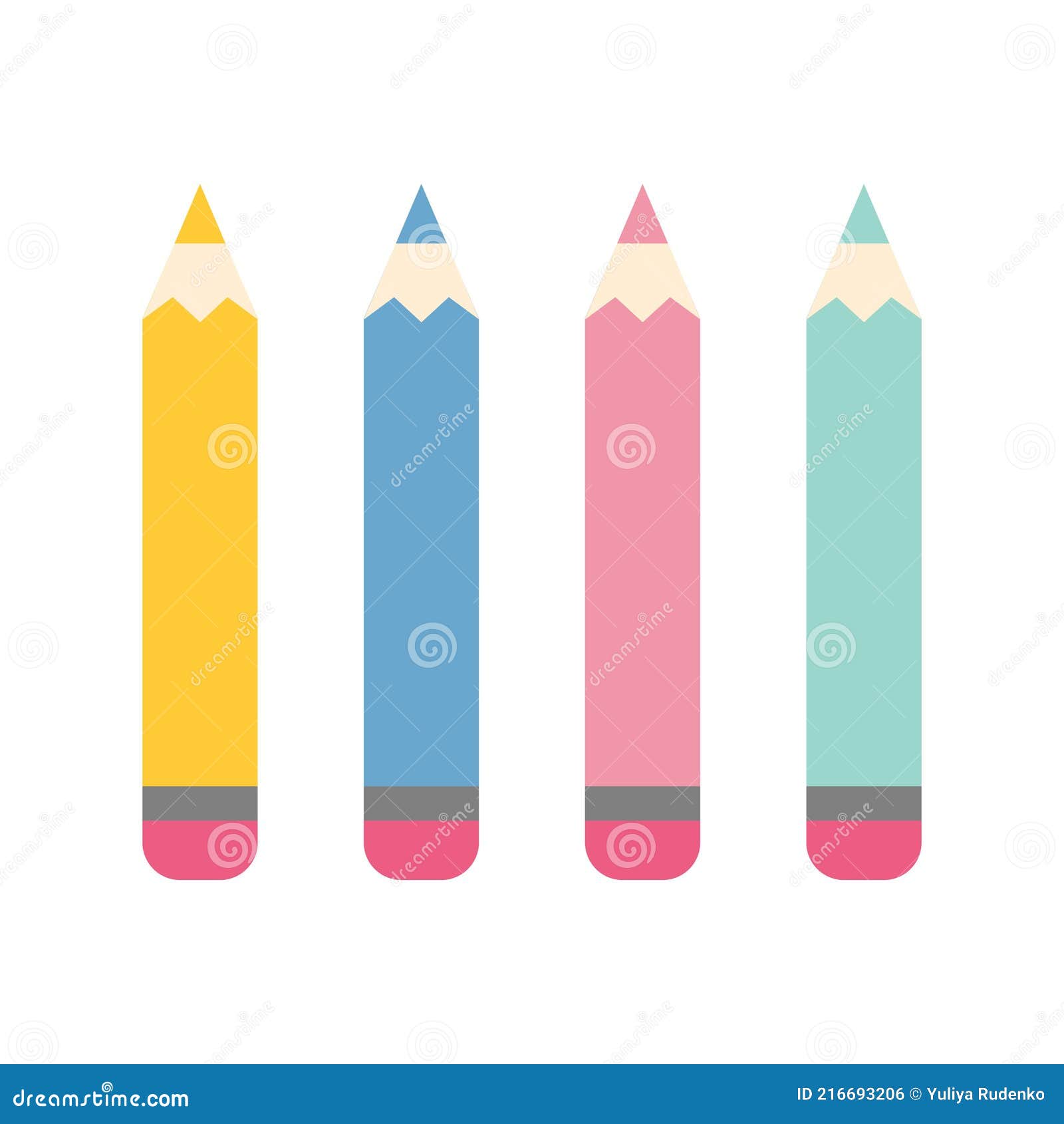 Juego De Lápices De Colores Para Dibujar. Arte Y Educación. Ilustración De  Dibujos Animados Vector Plano. Ilustración del Vector - Ilustración de  plano, escuela: 216693206