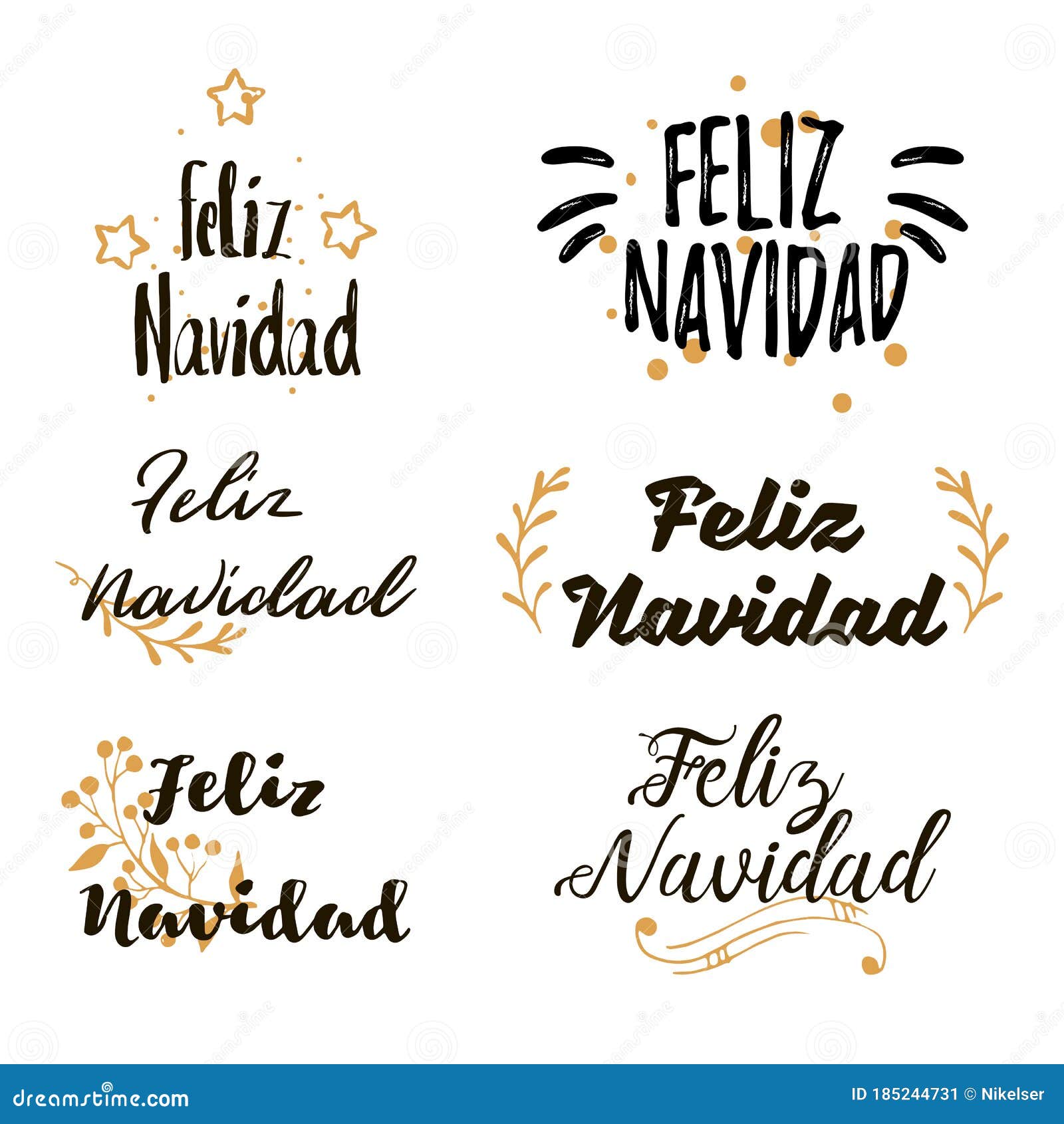 Juego De Letras Caligráficas Festivo Navidad Navidad Navidad Española. Colecciones De Hermosos Títulos De Navidad Ilustración del Vector - Ilustración de mensaje, tipo: 185244731