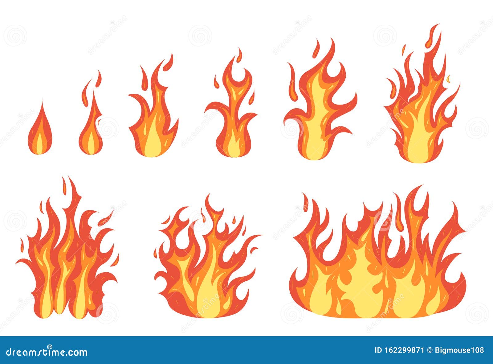 Temeridad Pericia basura Juego De Llamas De Fuego Color Naranja De Caricatura Vector Ilustración del  Vector - Ilustración de llama, objeto: 162299871
