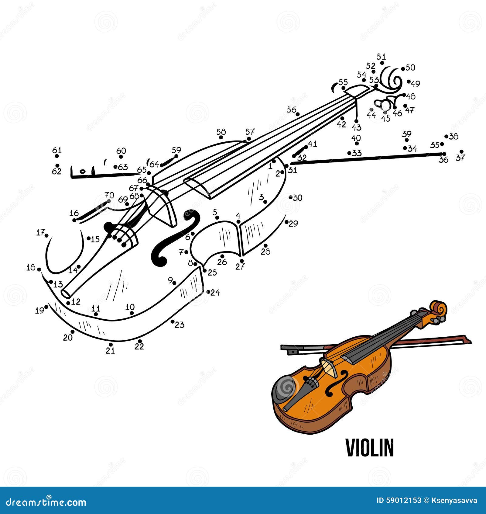 Juego De Números: Instrumentos Musicales (violín) Vector - Ilustración de colorante, 59012153