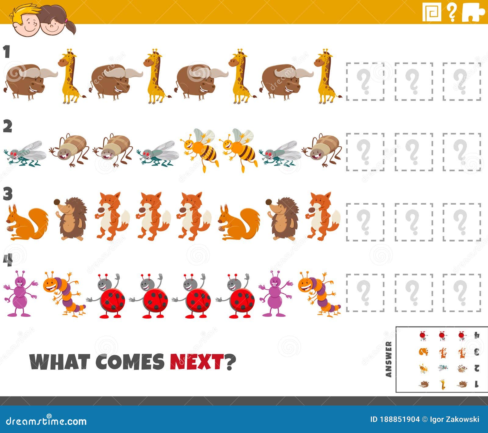 Juego De Patrones Educativos Para Niños Con Animales E Insectos Ilustración del Vector - Ilustración de qué, insectos: 188851904 Juego De Patrones Educativos Para Niños Con Animales E Insectos Ilustración del Vector - Ilustración de qué, insectos: 188851904