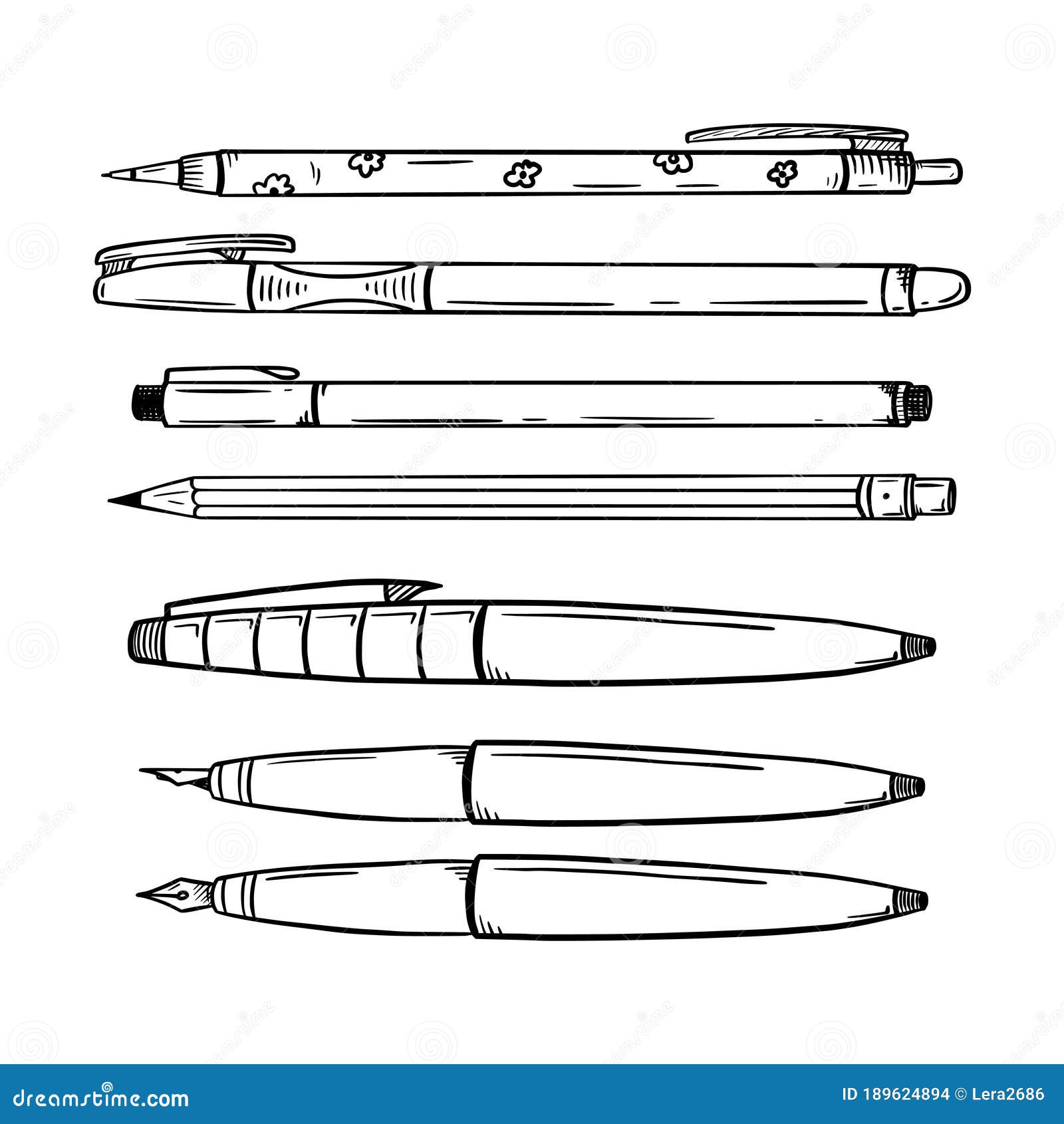 Juego De Plumas Pluma De Caligrafía Automática Y Regular De Lápices. Papel Para  Escribir Y Dibujar. Suministros Escolares. Blanco Stock de ilustración -  Ilustración de sencillo, pintura: 189624894