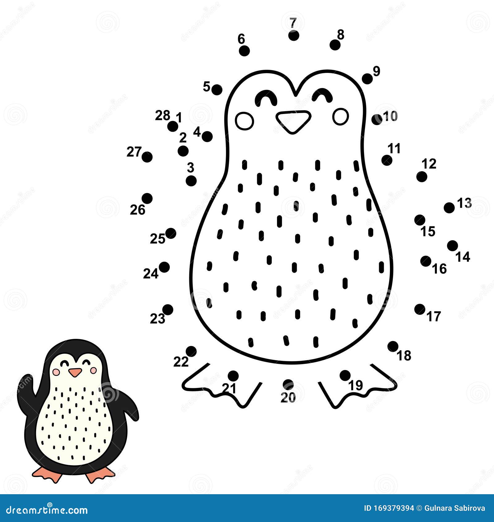 Juego De Puntos a Puntos Para Niños Conectar Los Números Y Dibujar Un  Pingüino Lindo Ilustración del Vector - Ilustración de historieta,  actividad: 169379394
