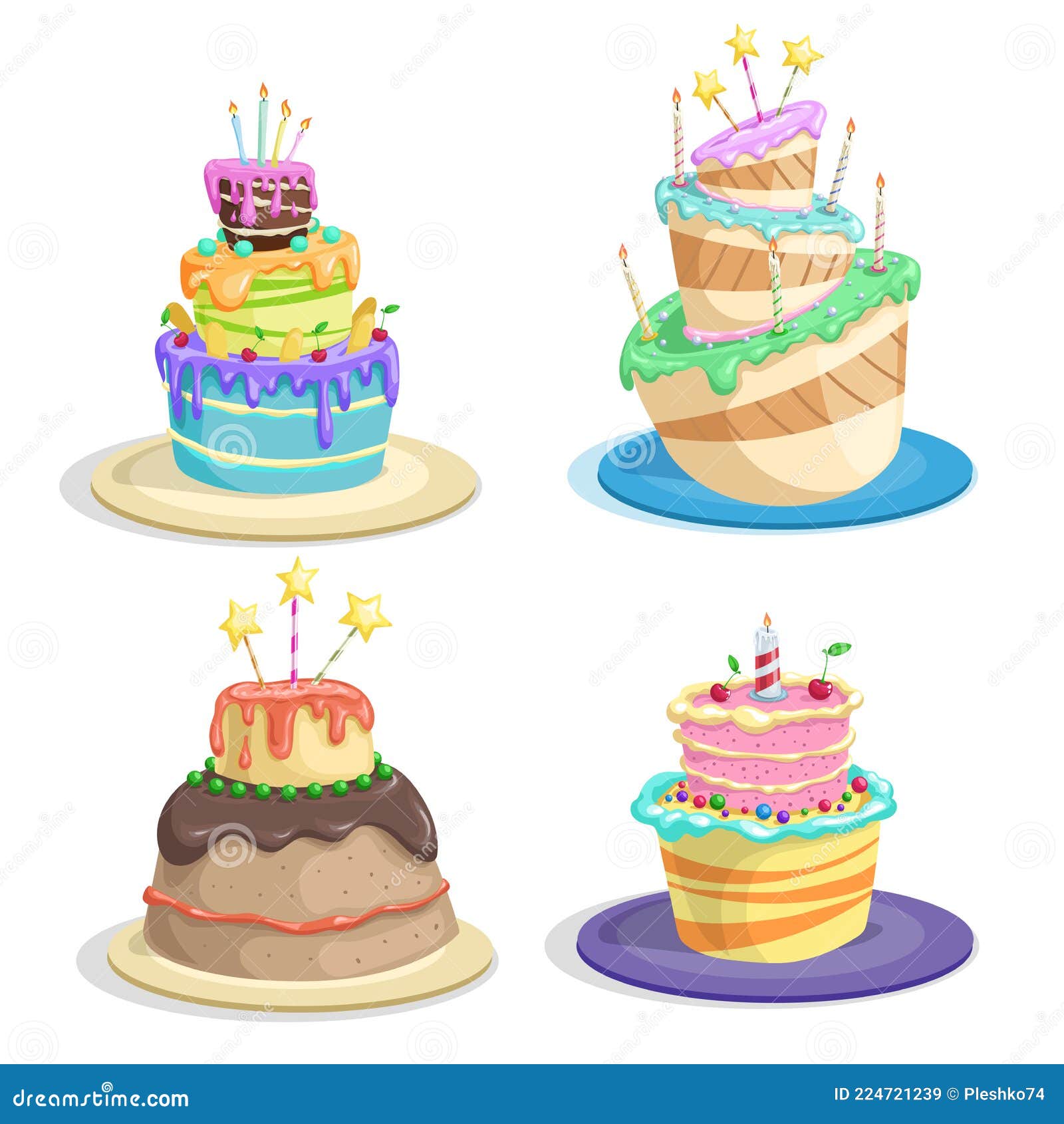 Juego De Tartas De Cumpleaños De Dibujos Animados. Estilo Plano Divertido. Pasteles Con Velas De Chocolate Crema Dulce E Ilustraci Ilustración del Vector - Ilustración de nacimiento, historieta: 224721239 Juego De Tartas De Cumpleaños De Dibujos Animados. Estilo Plano Divertido. Pasteles Con Velas De Chocolate Crema Dulce E Ilustraci Ilustración del Vector - Ilustración de nacimiento, historieta: 224721239