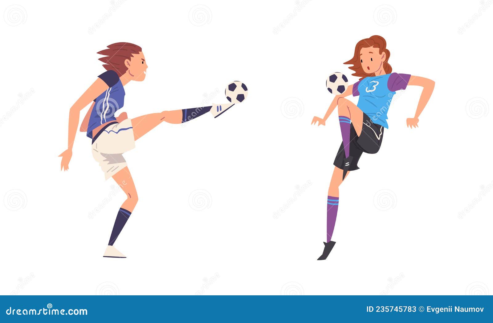 Juego De Vectores De Futbol Femenino Con Patadas Y Pases Ilustración del  Vector - Ilustración de arranque, arte: 235745783