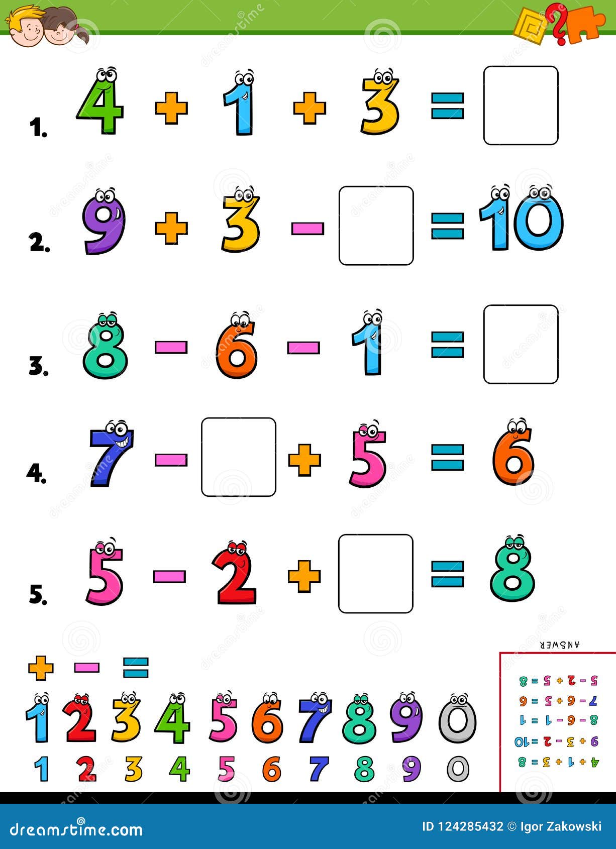 Del Cálculo De La Matemáticas Para Los Niños Ilustración - Ilustración de cuenta, actividad: 124285432