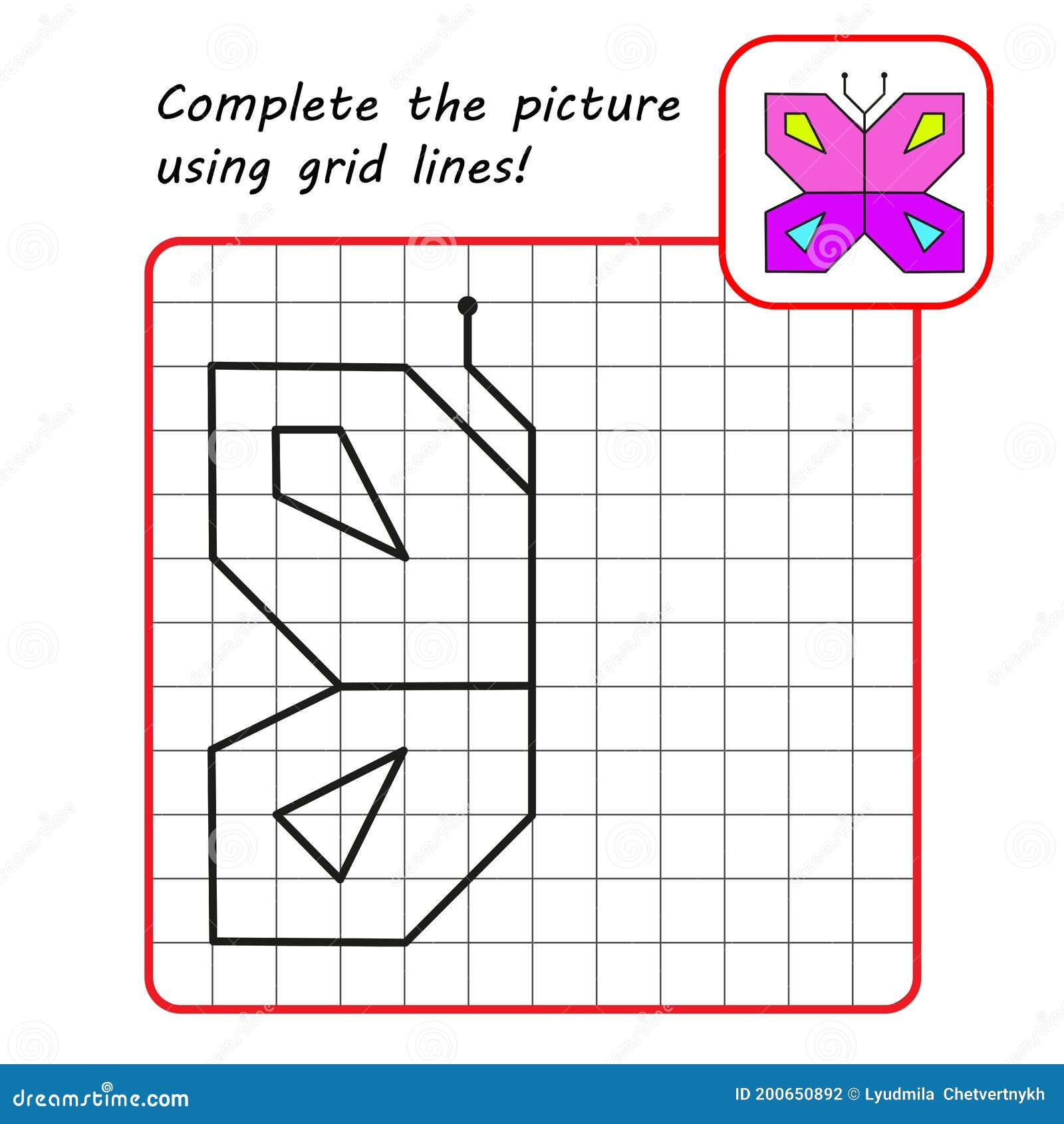 Juego Educativo Para Niños Ejercicio Sencillo Dibujo De Mariposa Con  Cuadrícula Ilustración del Vector - Ilustración de medio, profesor:  200650892