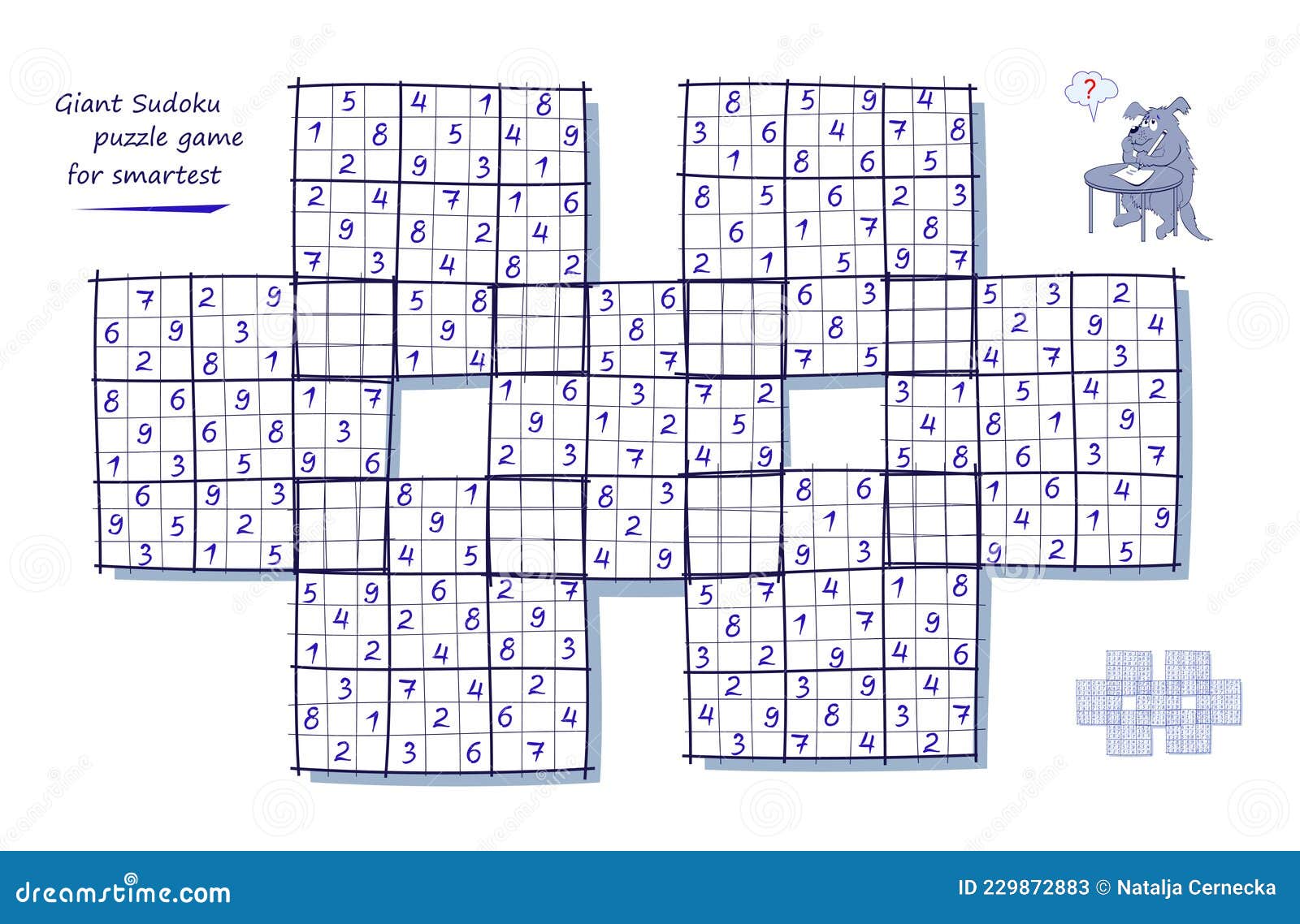 Juego Lógico Para El Más Inteligente. Sudoku Gigante. Rompecabezas De Tamaño Con 7 Cuadrados De Difícil. Página Imprimi Ilustración del - de talla, estrategia: 229872883