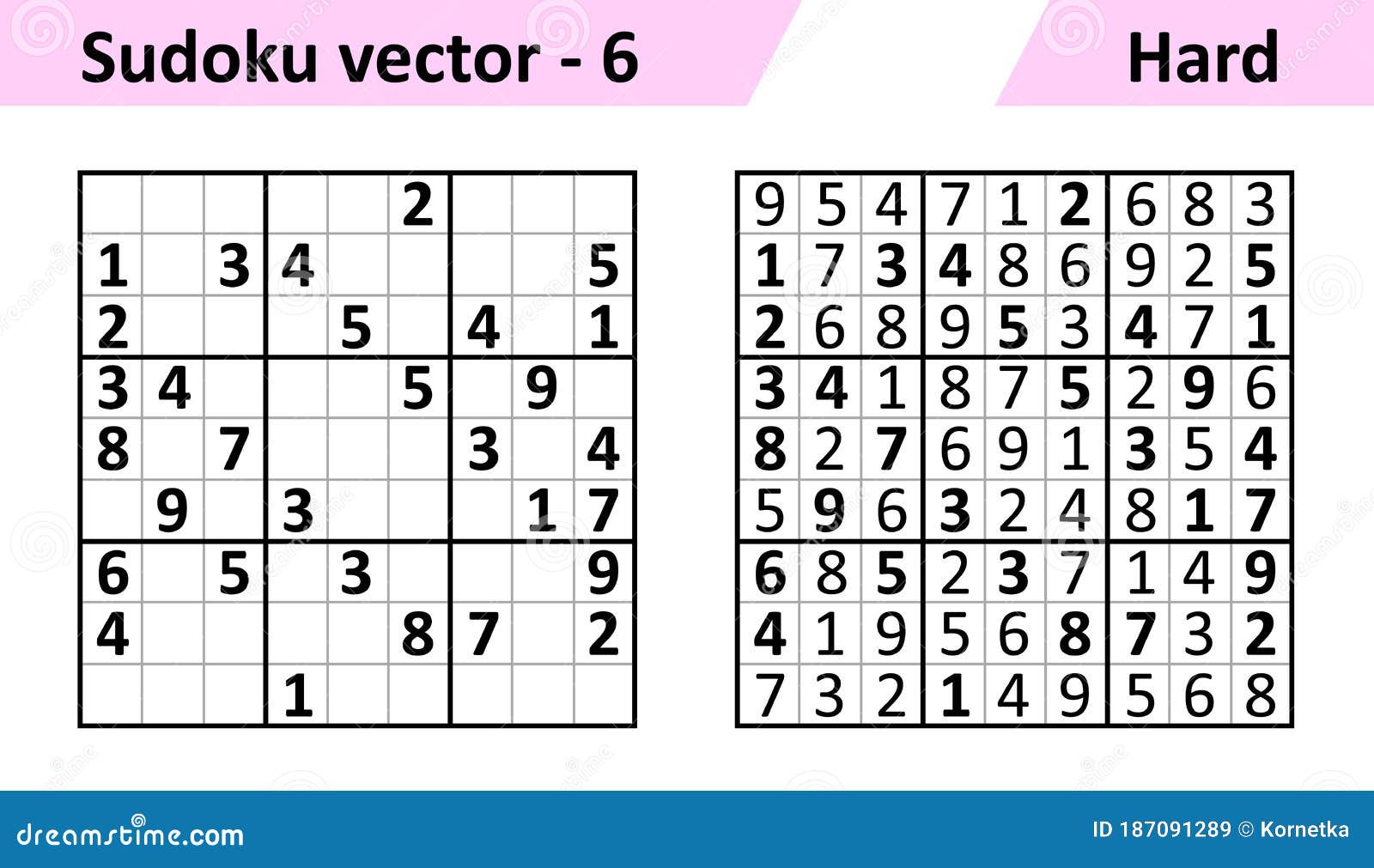 Juego Sudoku Con Respuestas. Conjunto De Vector Simple Ilustración del Vector - Ilustración de cuadrado,