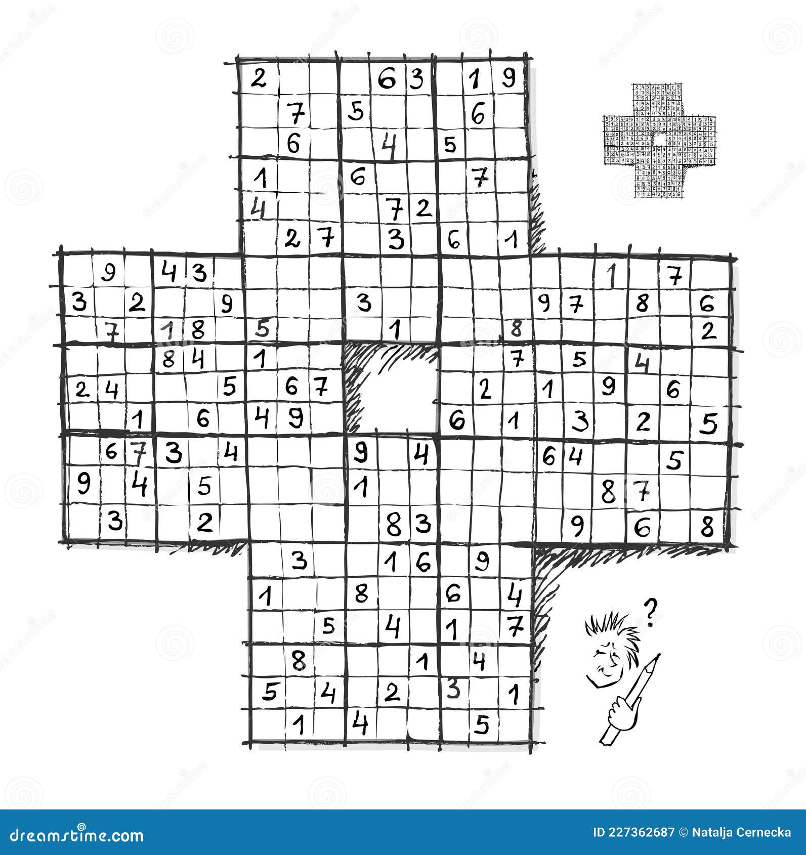Juego Sudoku Lógico Para Niños Y Adultos. Rompecabezas De Gran Tamaño Con 4 De Nivel Difícil. Página Imprimible Para El Ilustración del - Ilustración de experto, 227362687