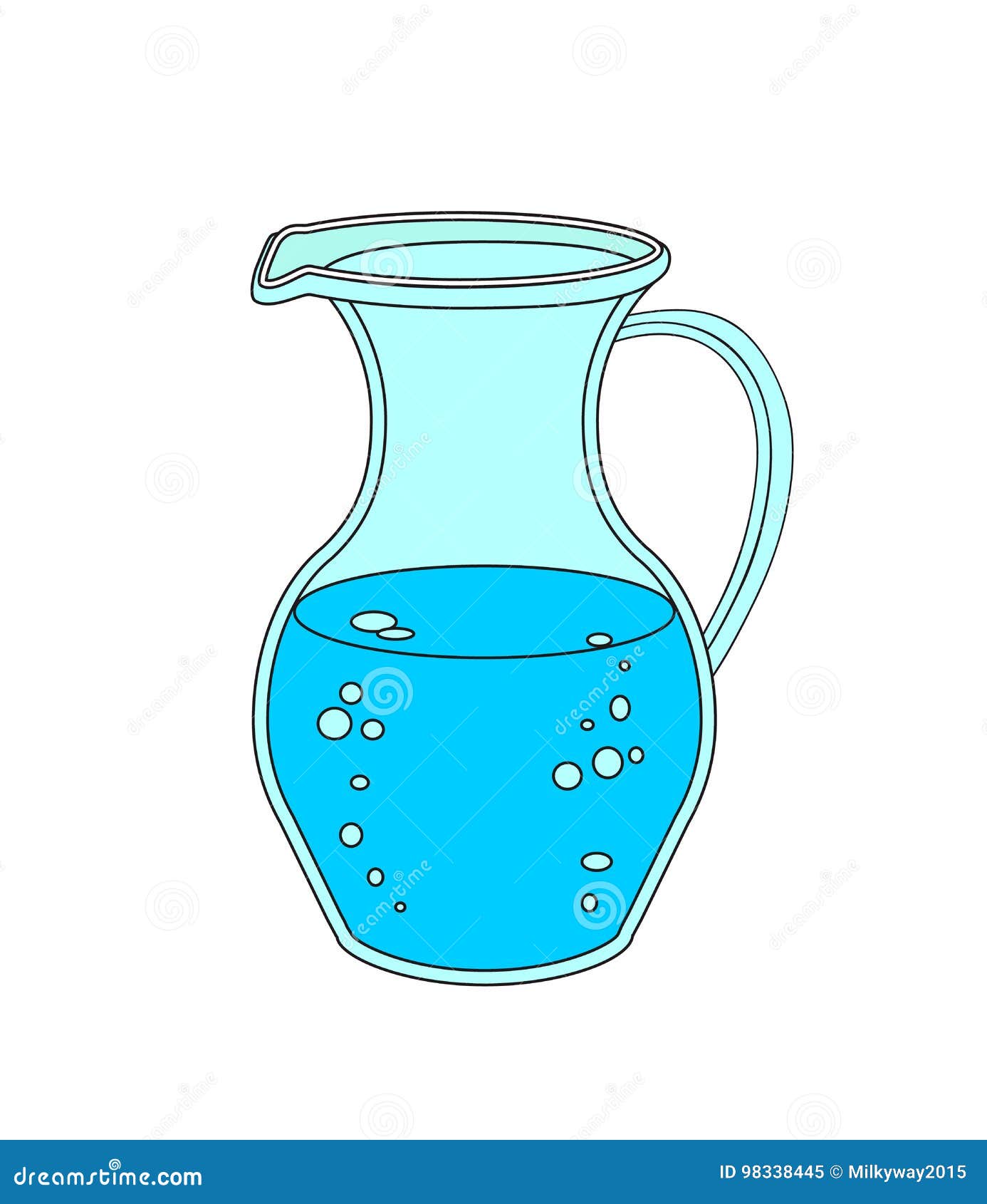 Jug or Carafe with Water on White Background. Stock Vector