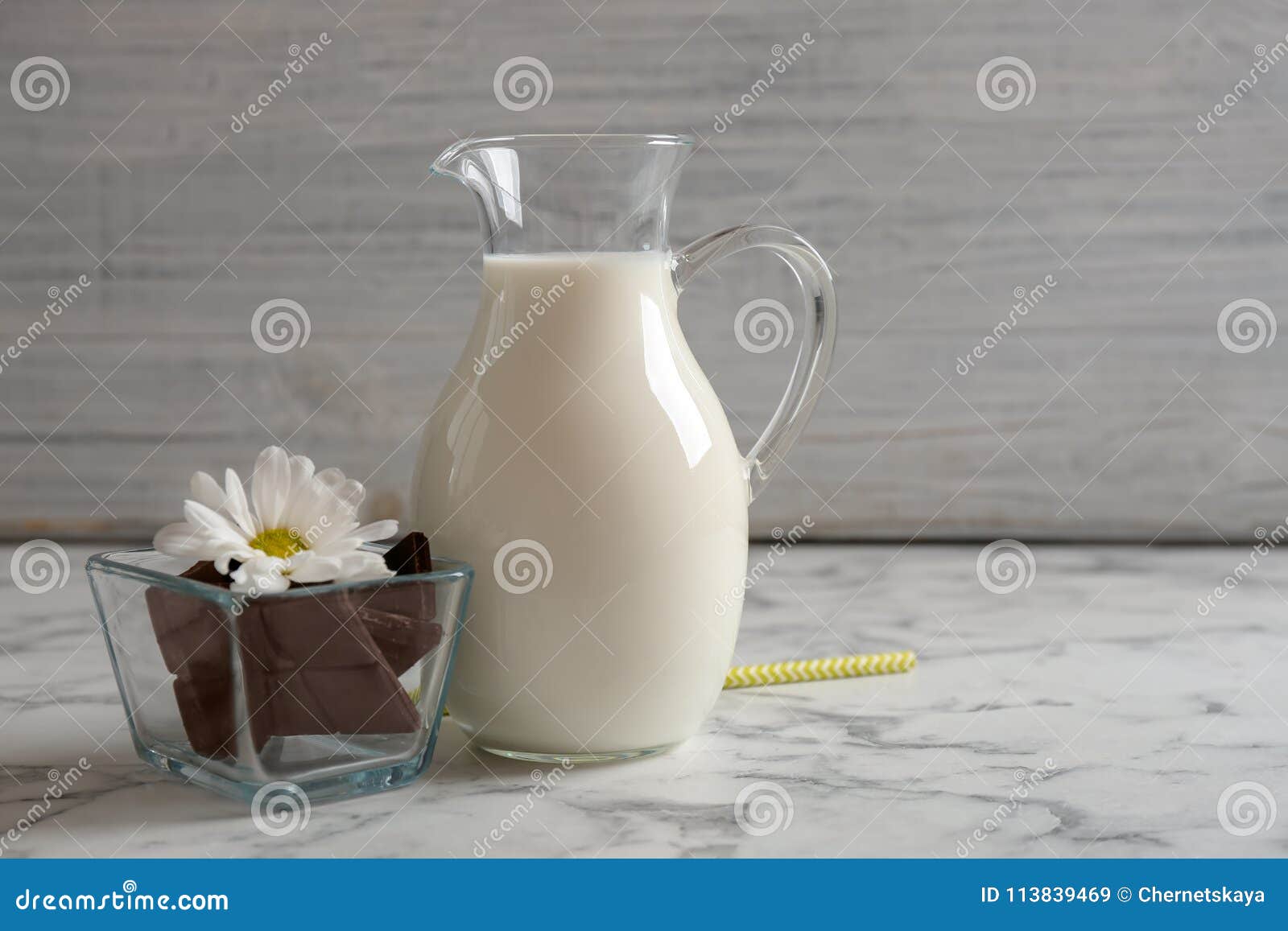 Jug with Milk and Chocolate Pieces Stock Image Image of healthy