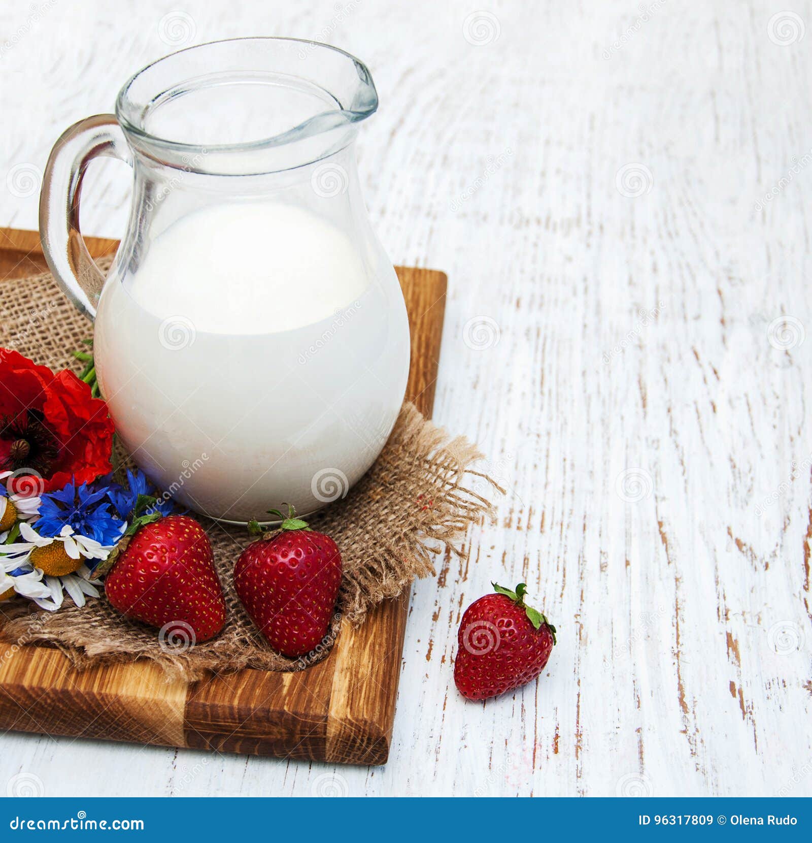 Jug with Milk and Wildflowers Stock Image Image of cornflower
