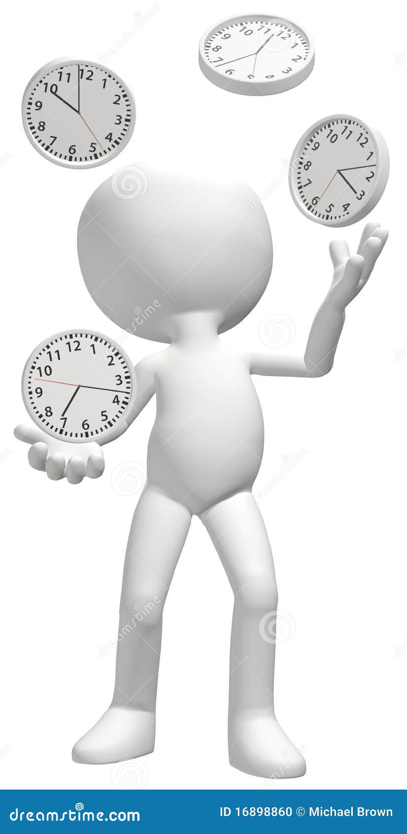 juggler juggles clocks manage time schedule