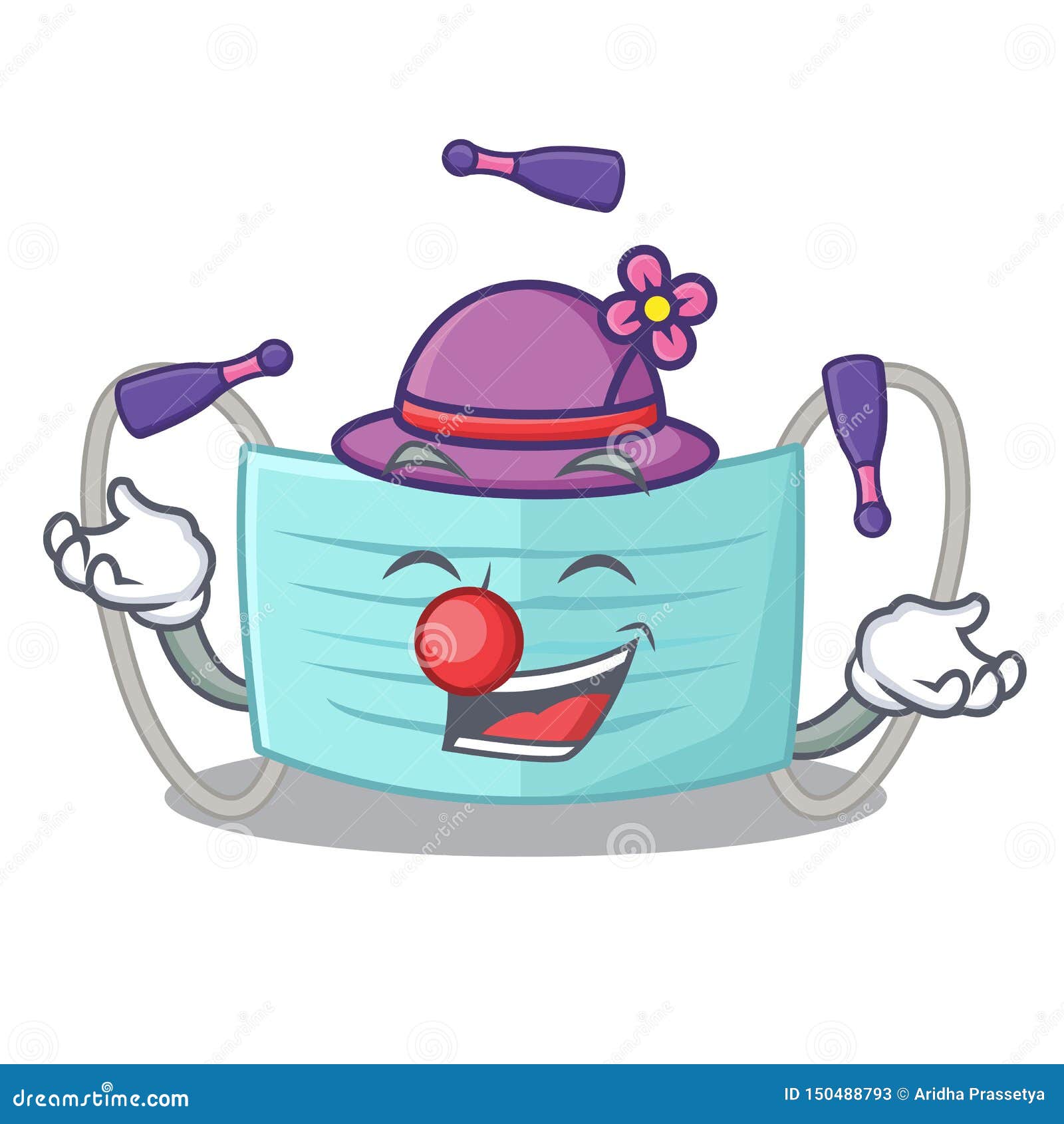 Juggling Surgical Mask in a Cartoon Wallet Stock Vector Illustration of face, happy 150488793