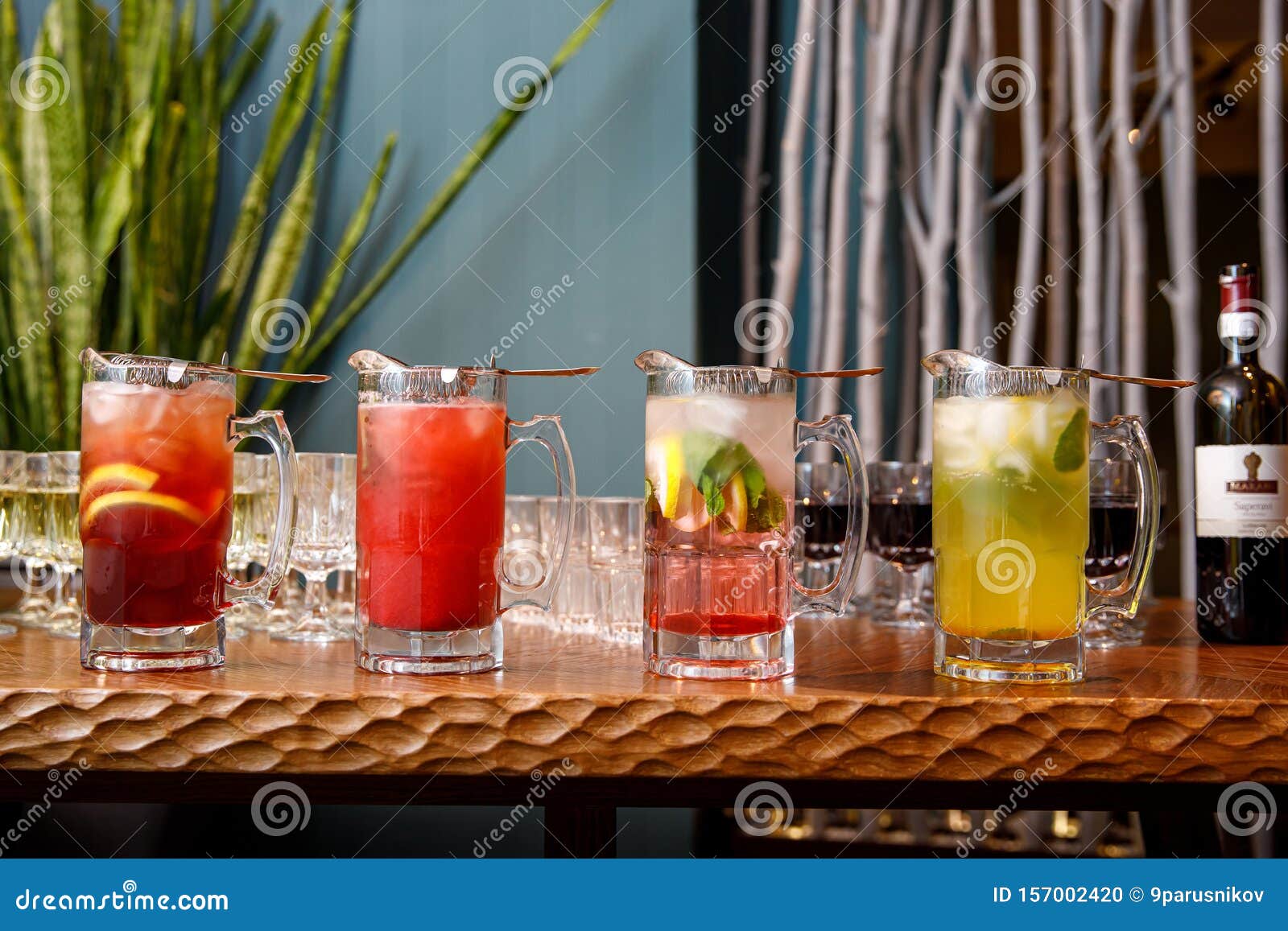 Jugs with berry lemonade stock photo. Image of fresh 157002420