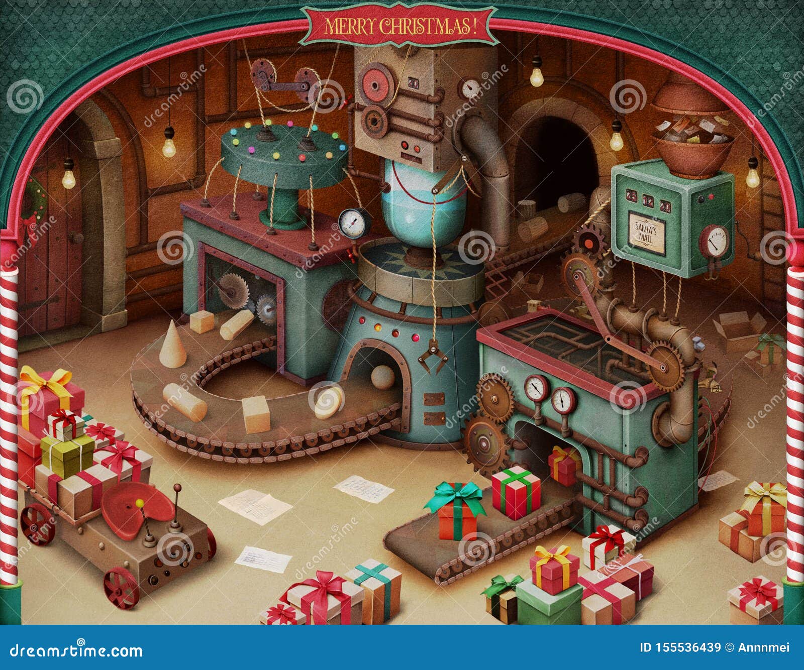 Juguete De La Fábrica De La Navidad Stock de ilustración - Ilustración de juguete, navidad: 155536439