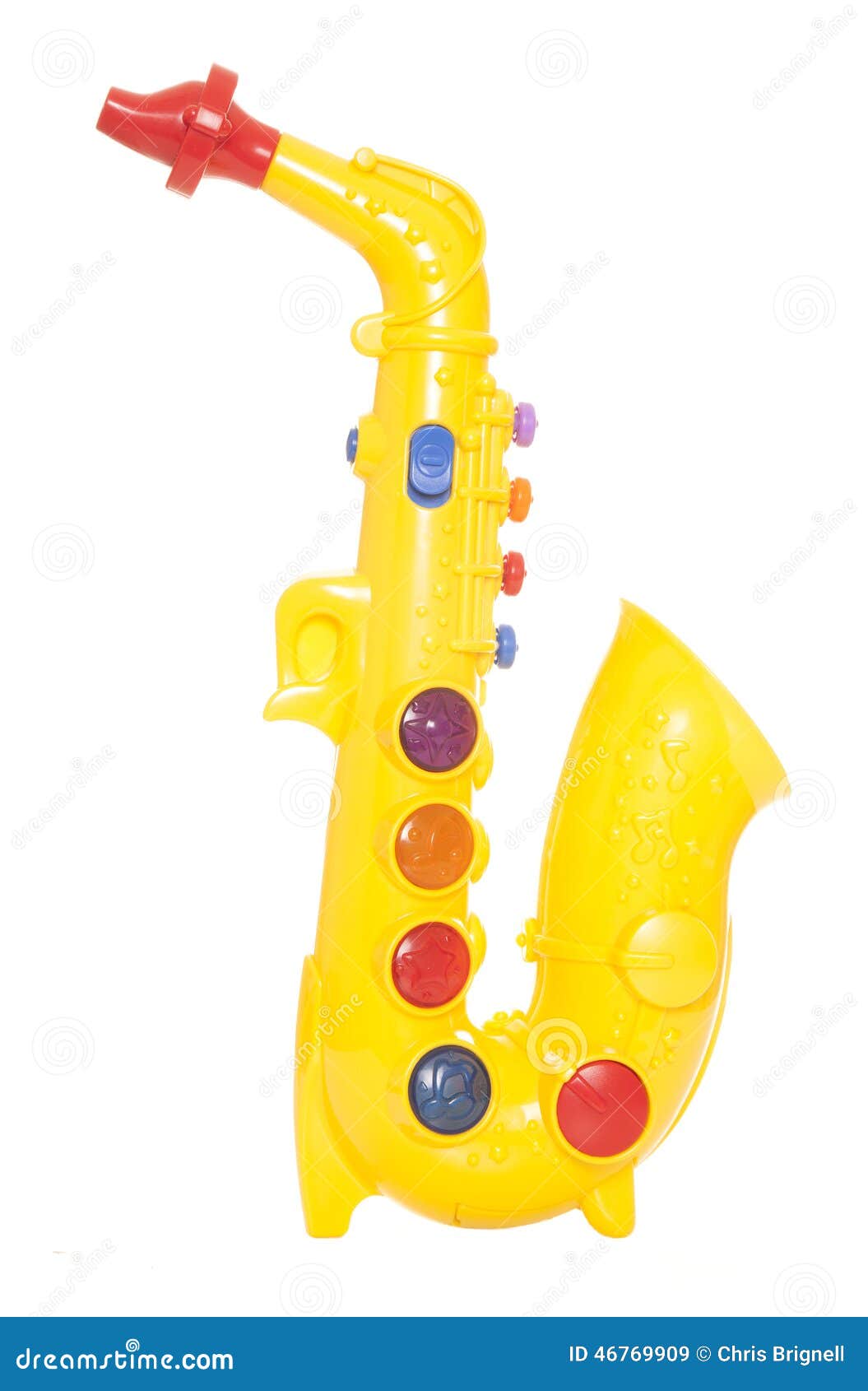 Juguete Plástico Amarillo Del Saxofón De Los Childs Imagen de archivo -  Imagen de blanco, aislado: 46769909