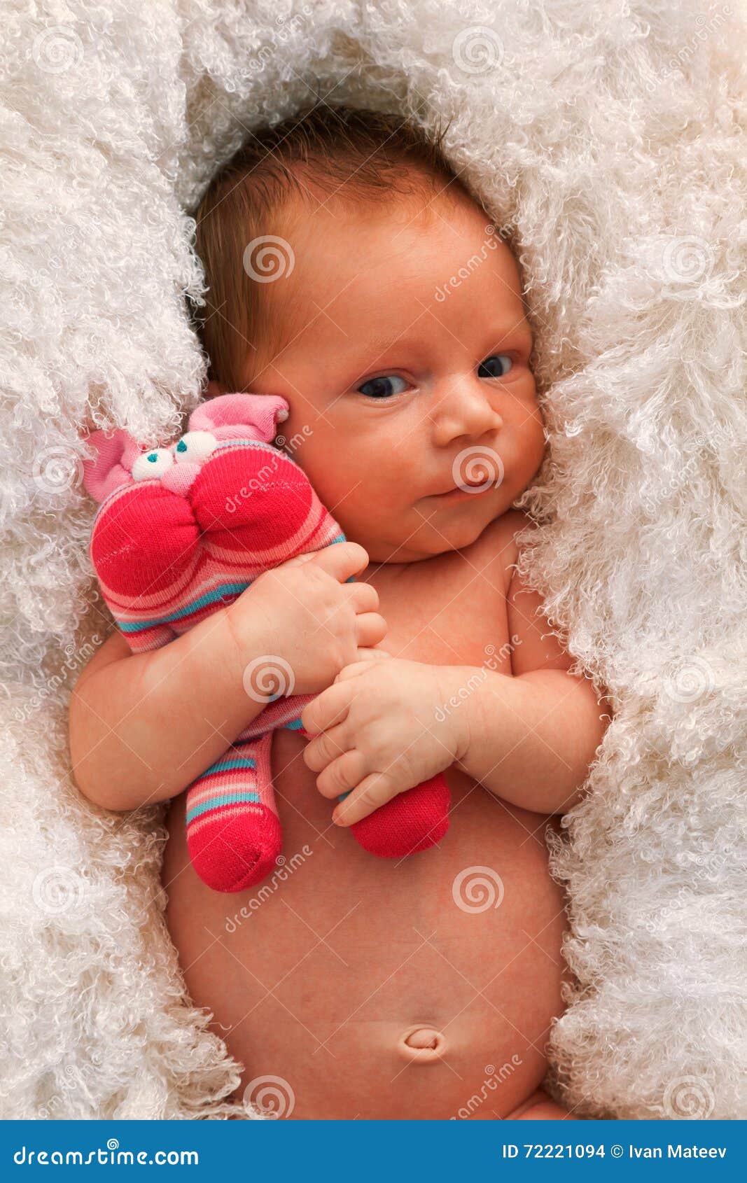 Juguete Recién Nacido Del Bebé Y Del Calcetín Foto de archivo
