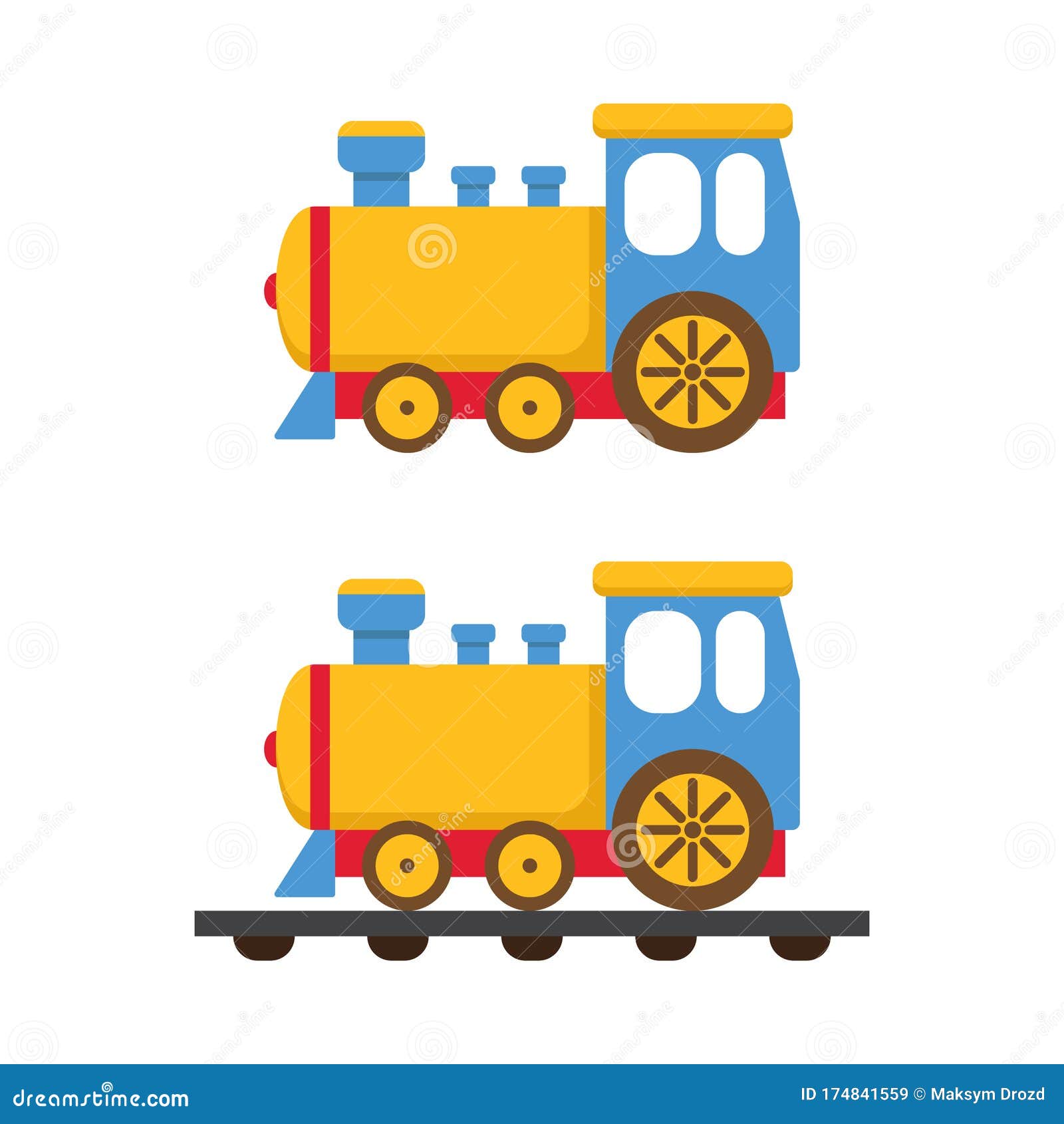 Ilustración de vector de tren de juguete de dibujos animados