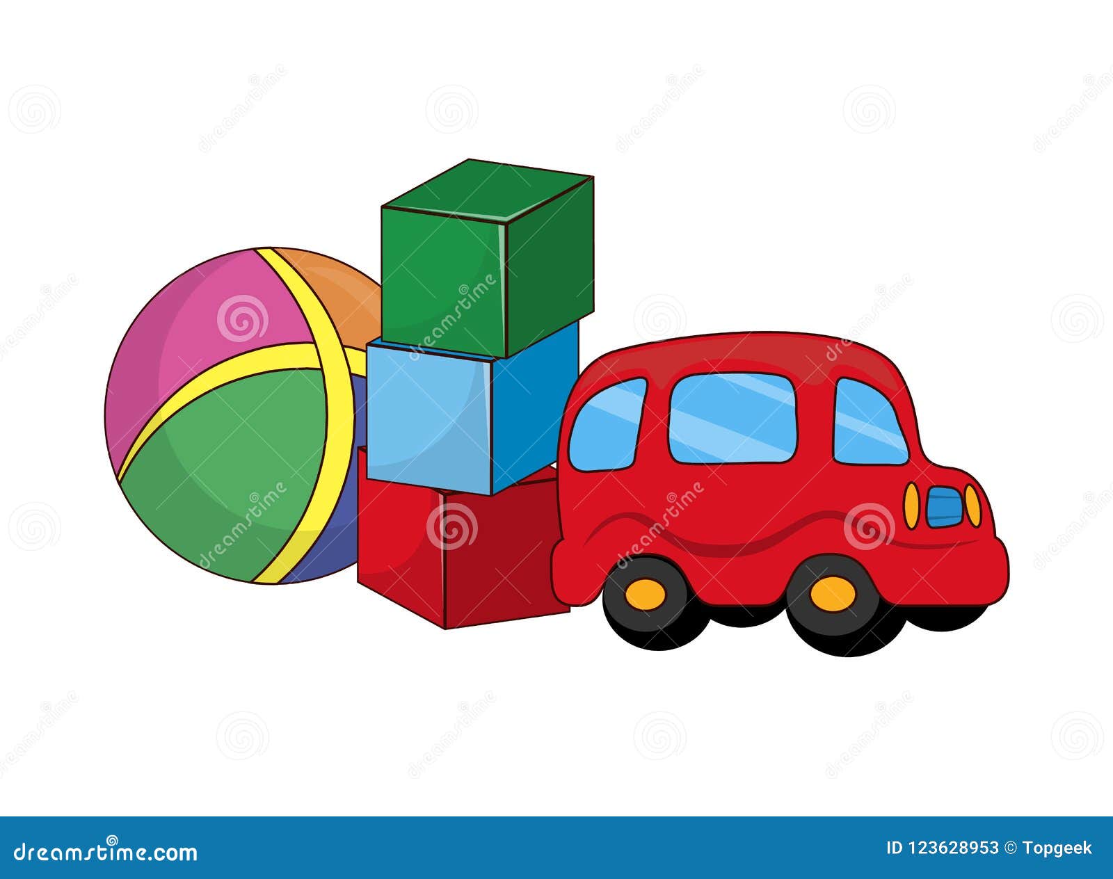Juguetes Infantiles Para Los Muchachos Hechos Del Caucho Y Del Plástico Ilustración del Vector - Ilustración de muchachos, hechos: 123628953