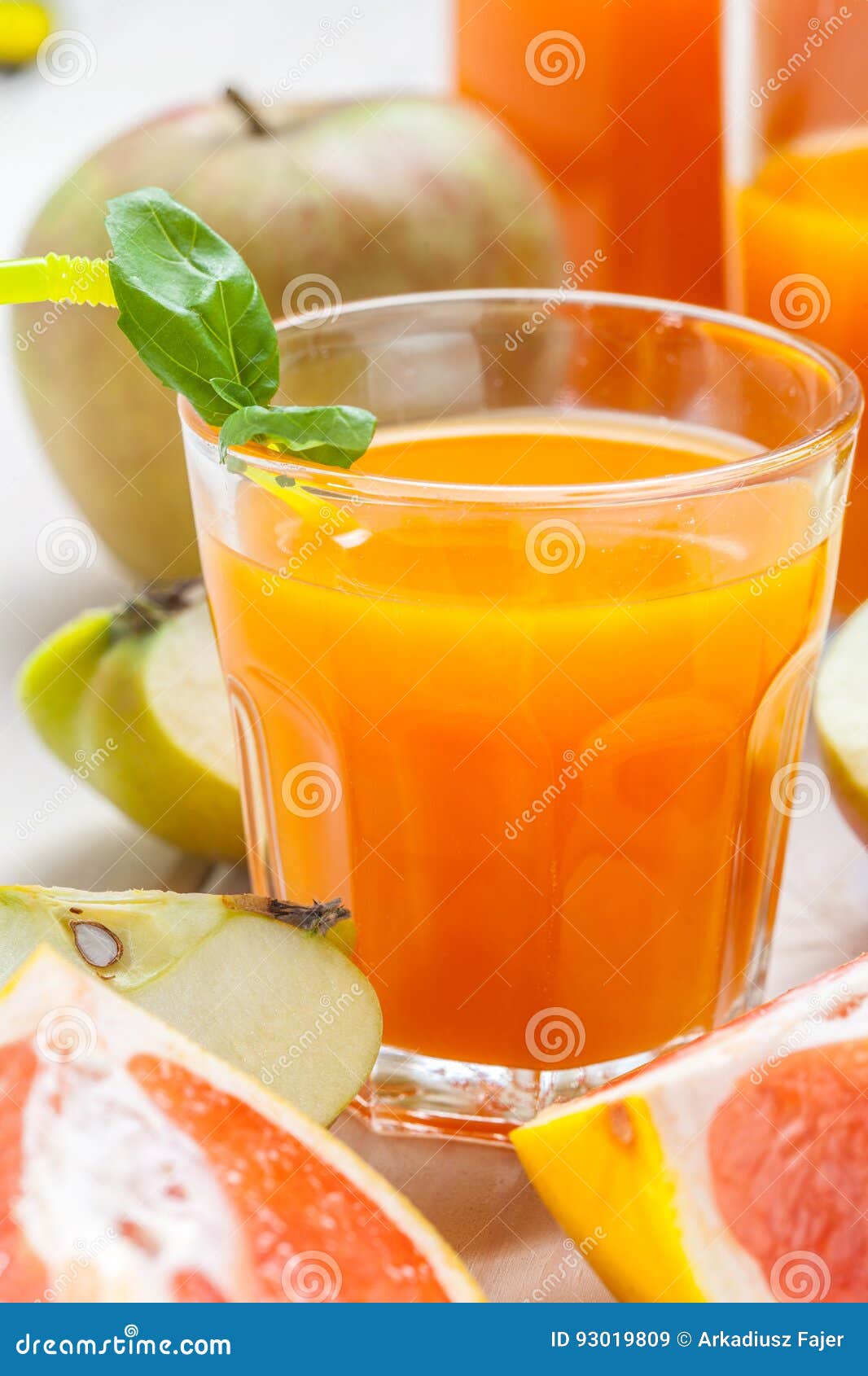 Juice of Apples and Red Grapefruit. Stock Image Image of food