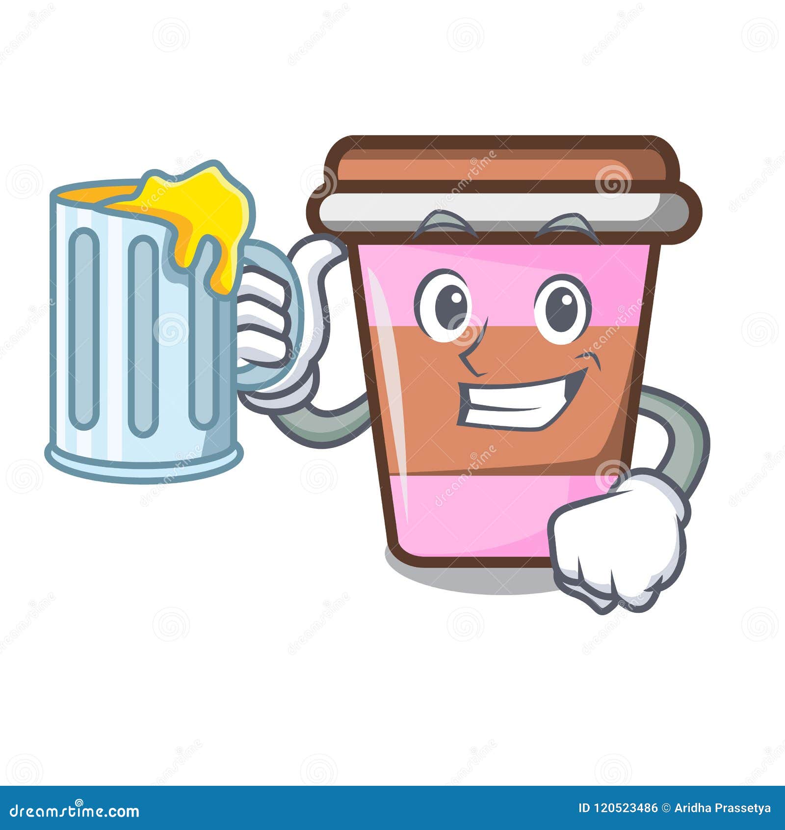 With juice coffee cup mascot cartoon vector illustration