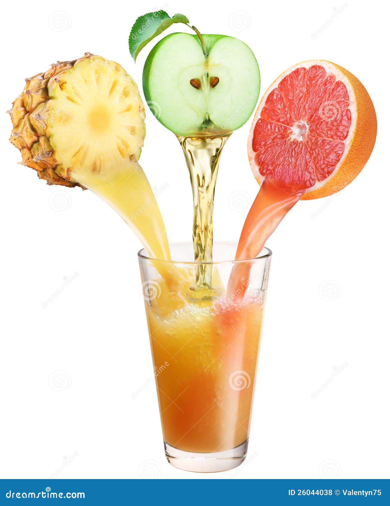 Juice Flowing into the Glass. Stock Photo Image of pinapple, fruity 26044038
