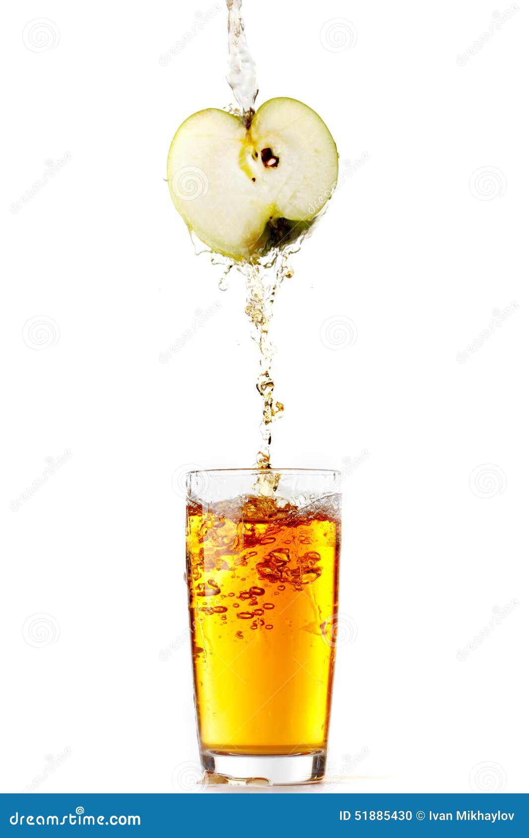 Juice pouring from apple stock photo. Image of slice 51885430