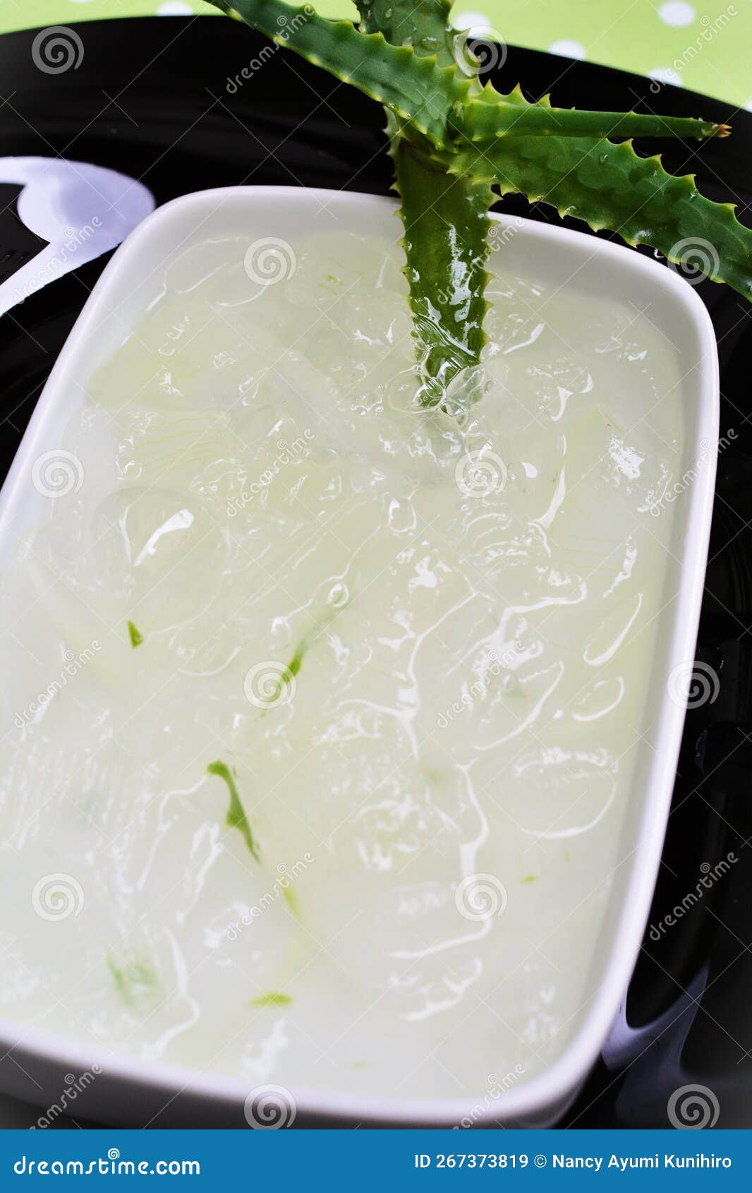 the juice and slime of aloe vera leaves in the bowl