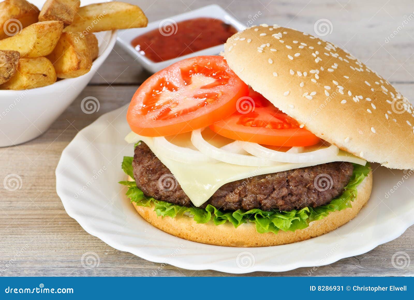 Juicy Burger And Fries Stock Image Image Of Fries Healthy 8286931