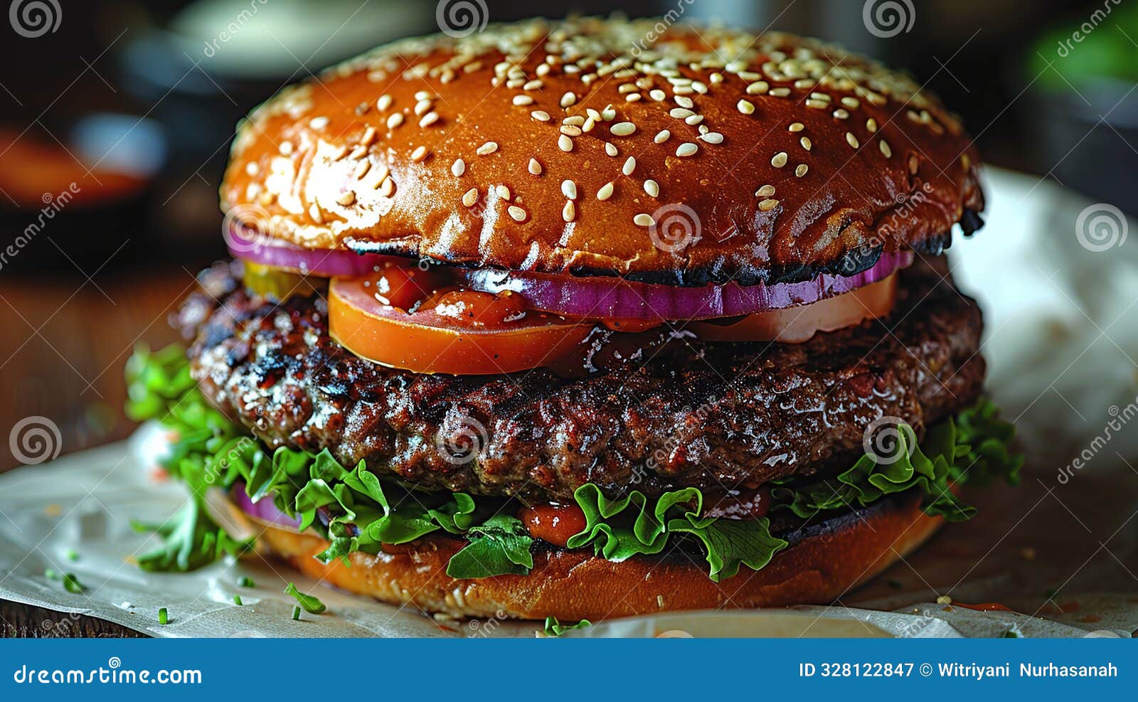 juicy burger with toppings