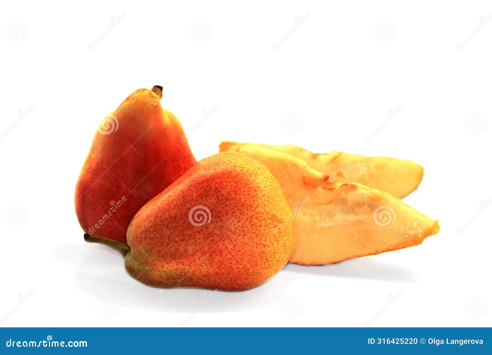 juicy fresh pears on a white background