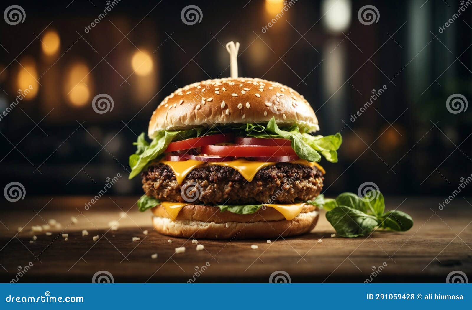 Juicy Grilled Hamburger on Healthy Rye Buns Stock Photo Image of