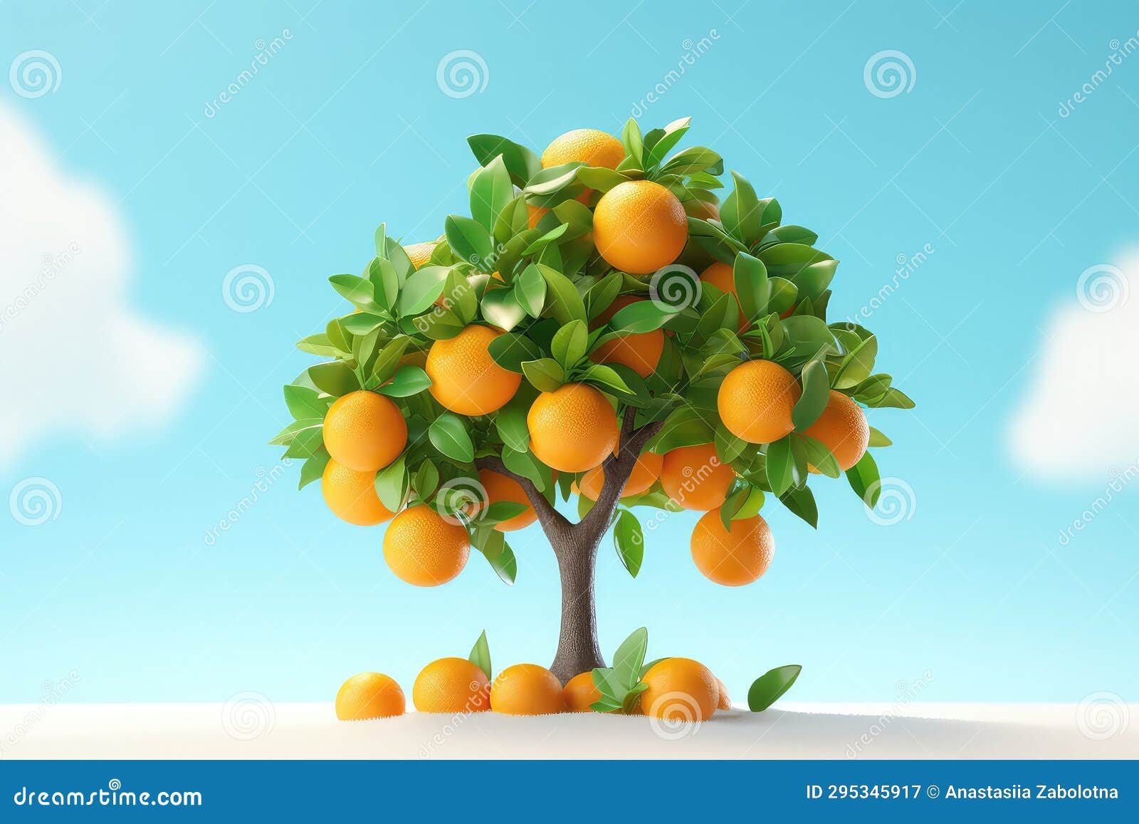 Juicy Oranges Grow on Trees in an Orange Farm Stock Illustration