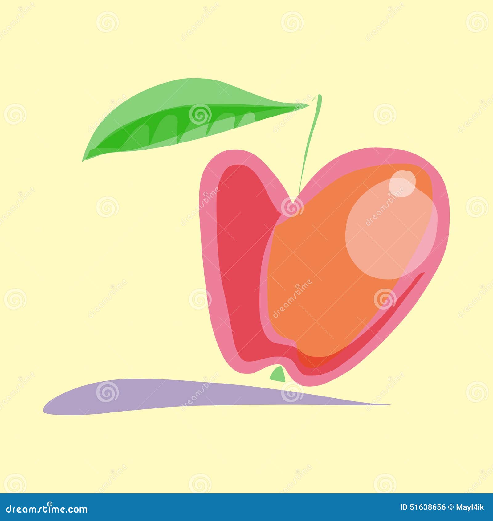Juicy red apple stock vector. Illustration of design - 51638656