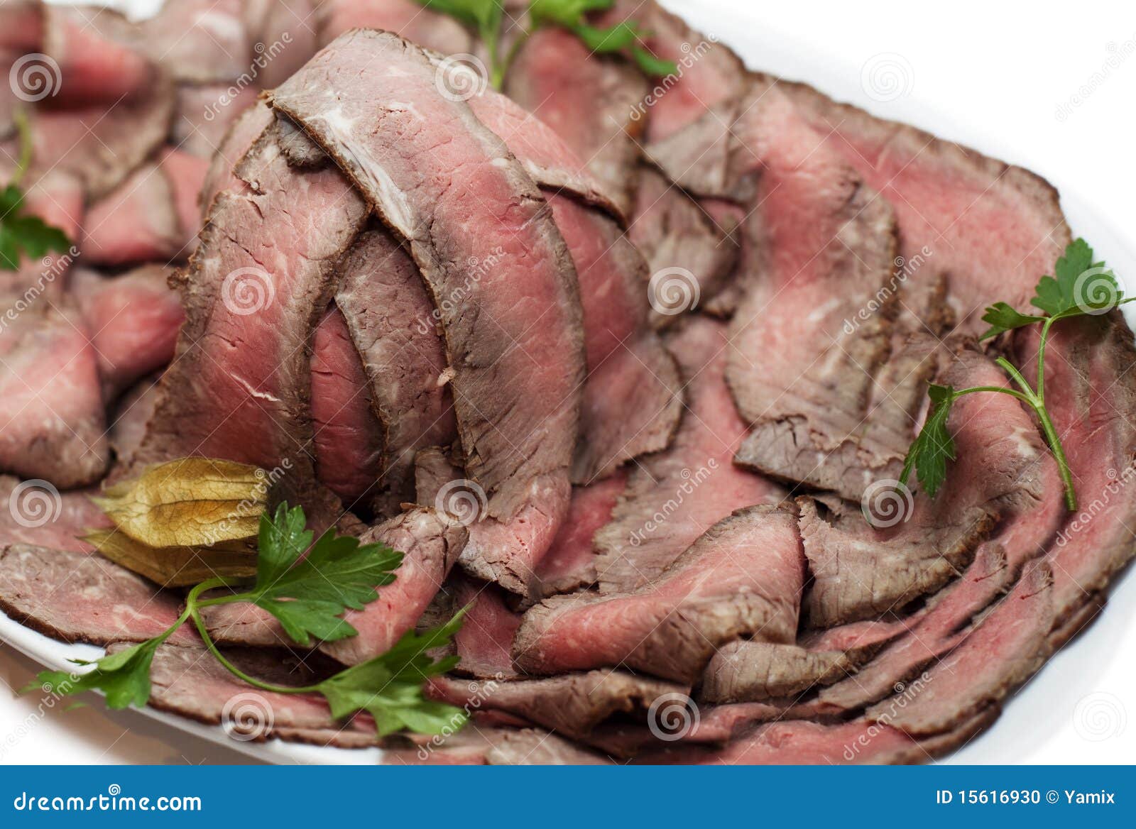 Juicy roast beef stock photo. Image of plate, tenderloin 15616930