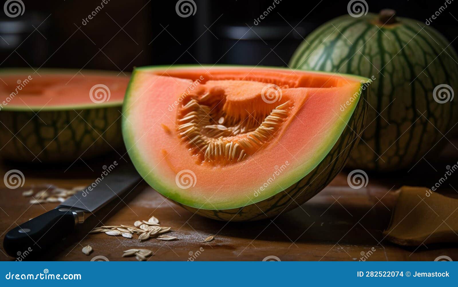 Juicy Slices of Ripe Melon, a Refreshing Summer Snack Generated by AI