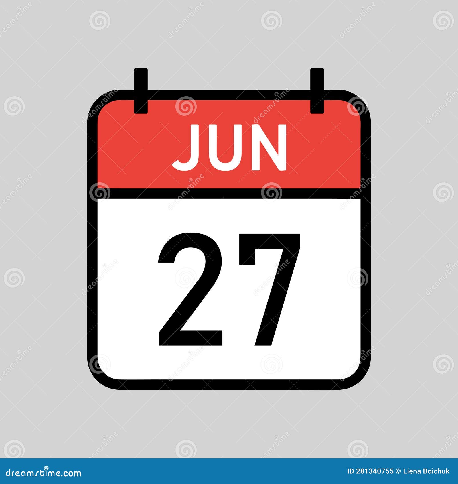 27 Juin Page De Calendrier En Rouge Et Blanc Avec Illustration De ...