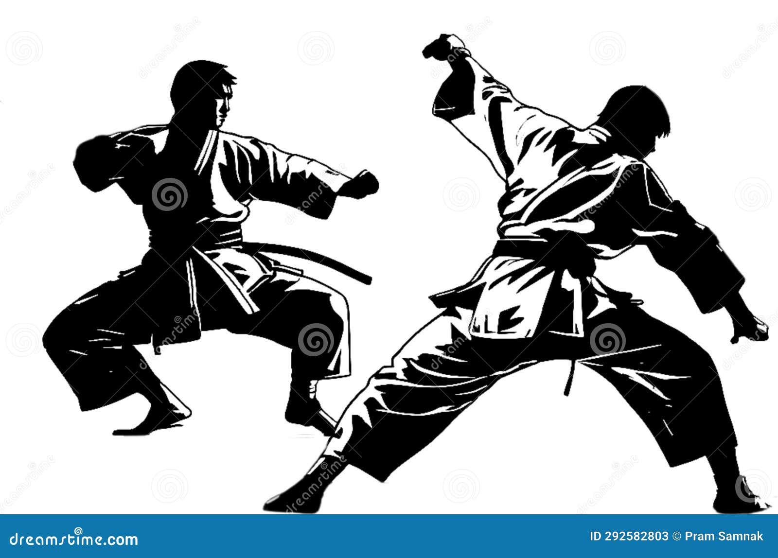 jujutsu fighters on a white background. ai-generated.