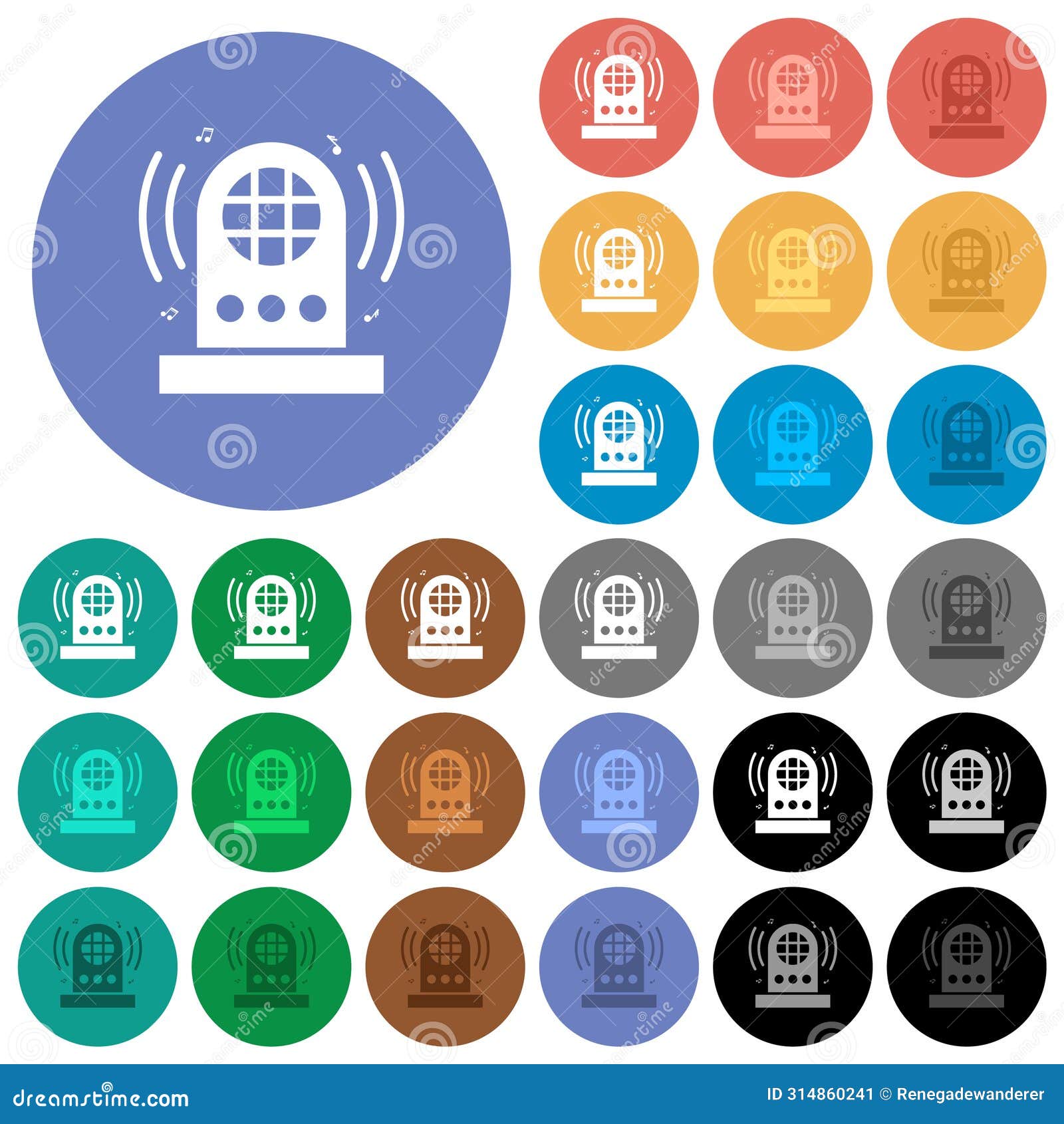jukebox round flat multi colored icons