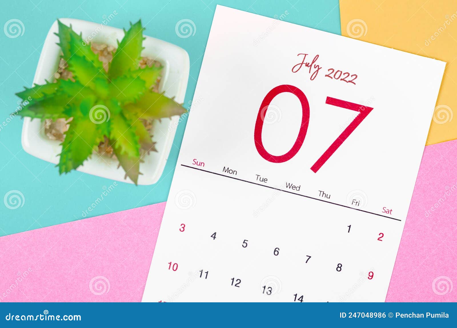 July 2022 Calendar on Multicolored Background Stock Photo Image of