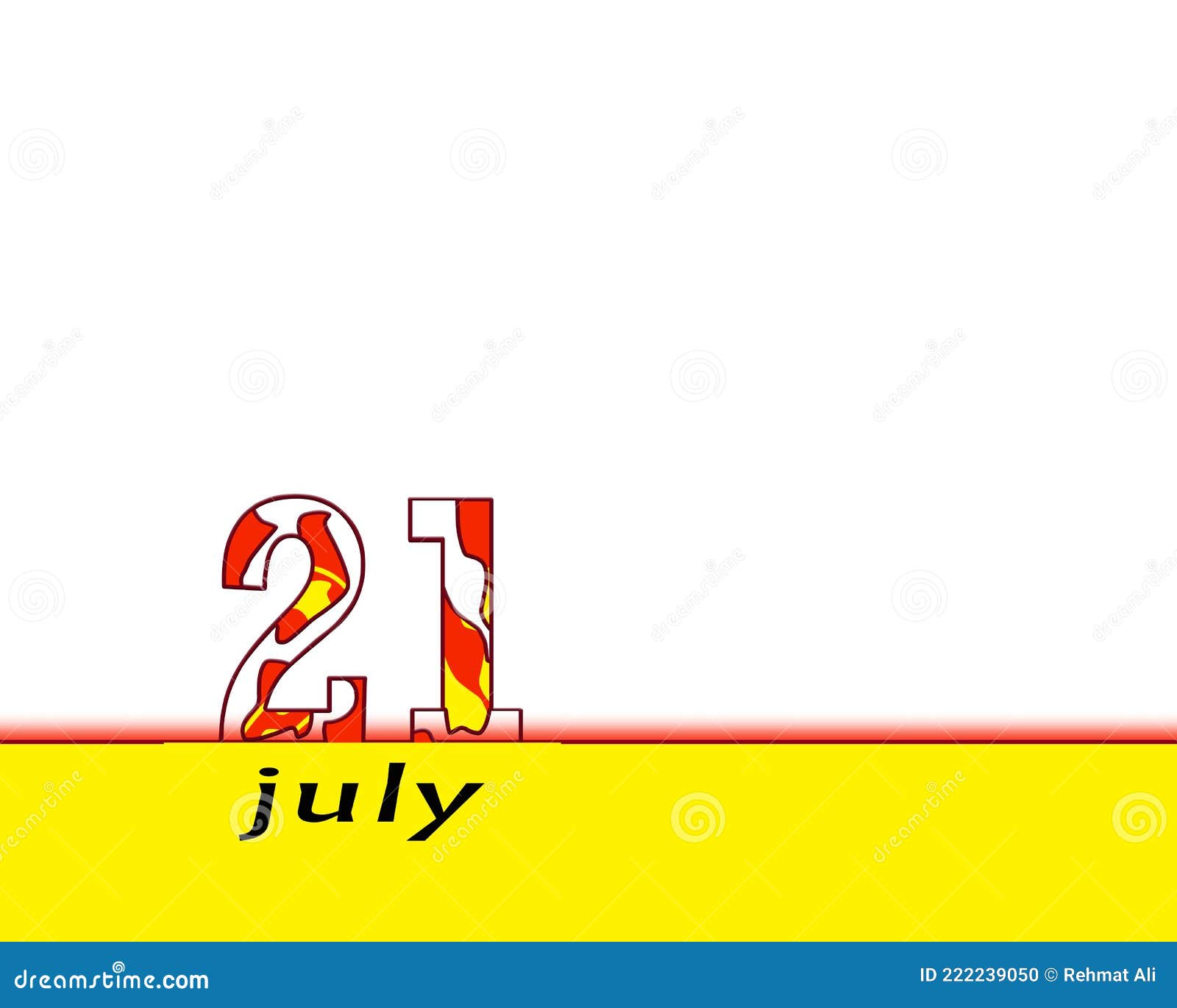 July 21 Calendar On White And Yellow Background Stock Illustration