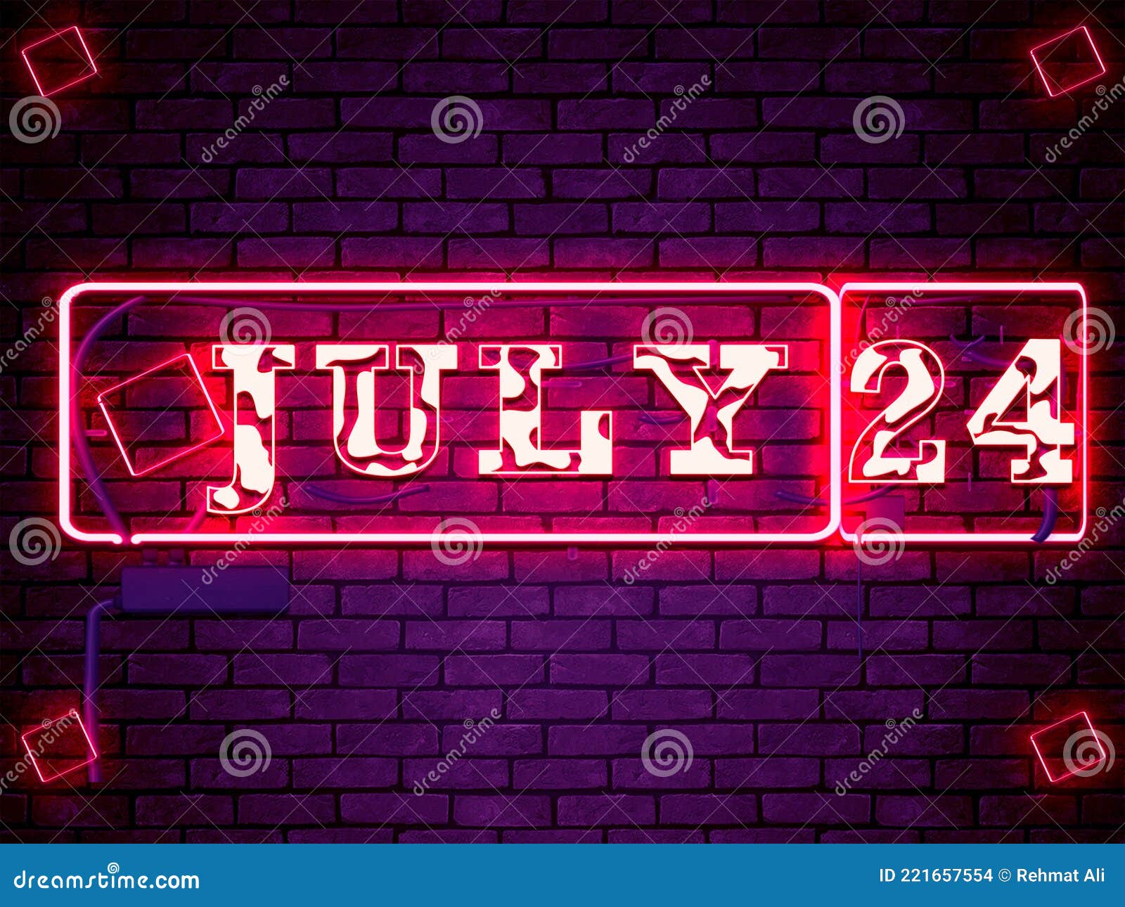 24 July, Monthly Calendar on Bricks Background Stock Illustration