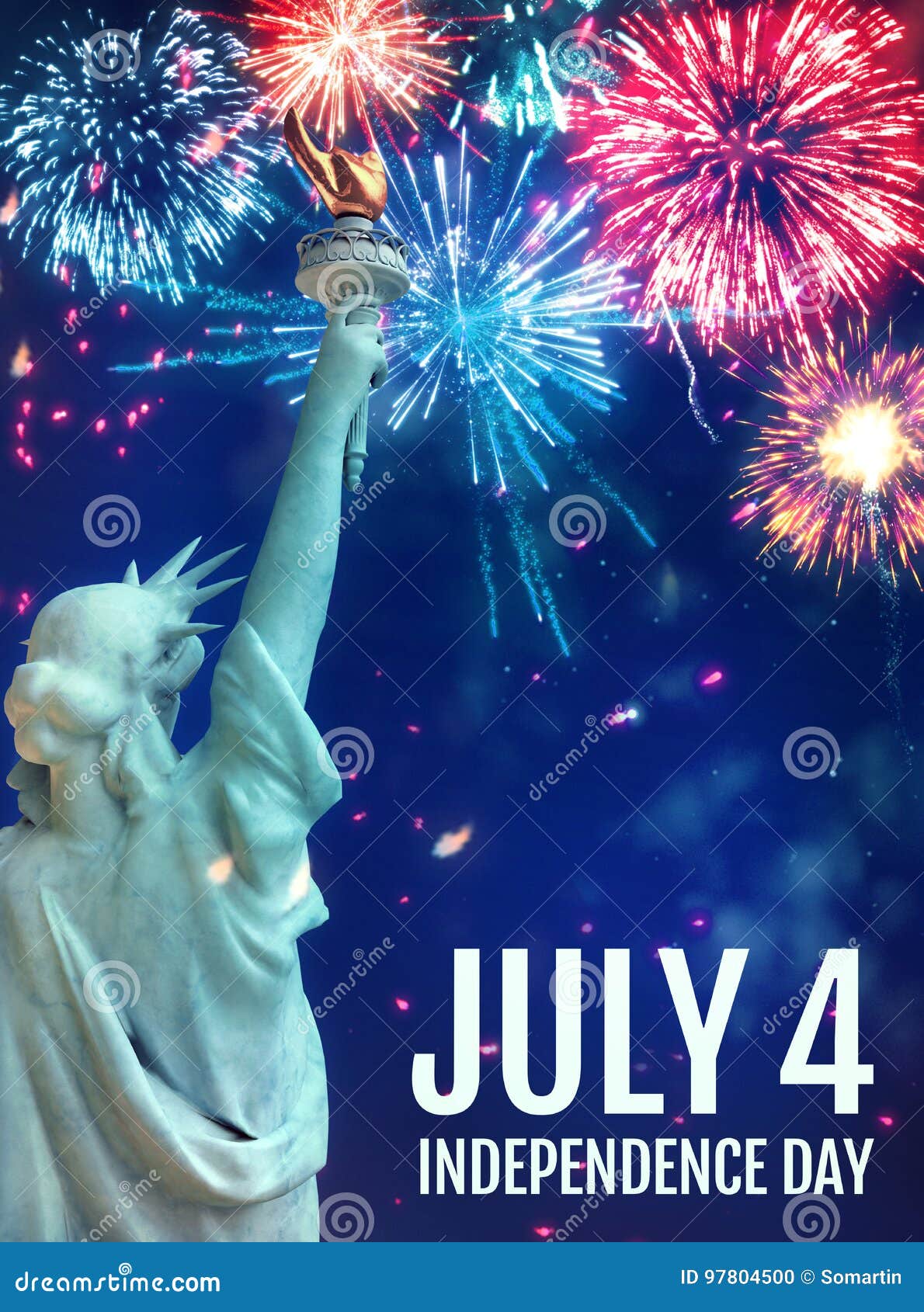 4th Of July Fireworks Statue Of Liberty