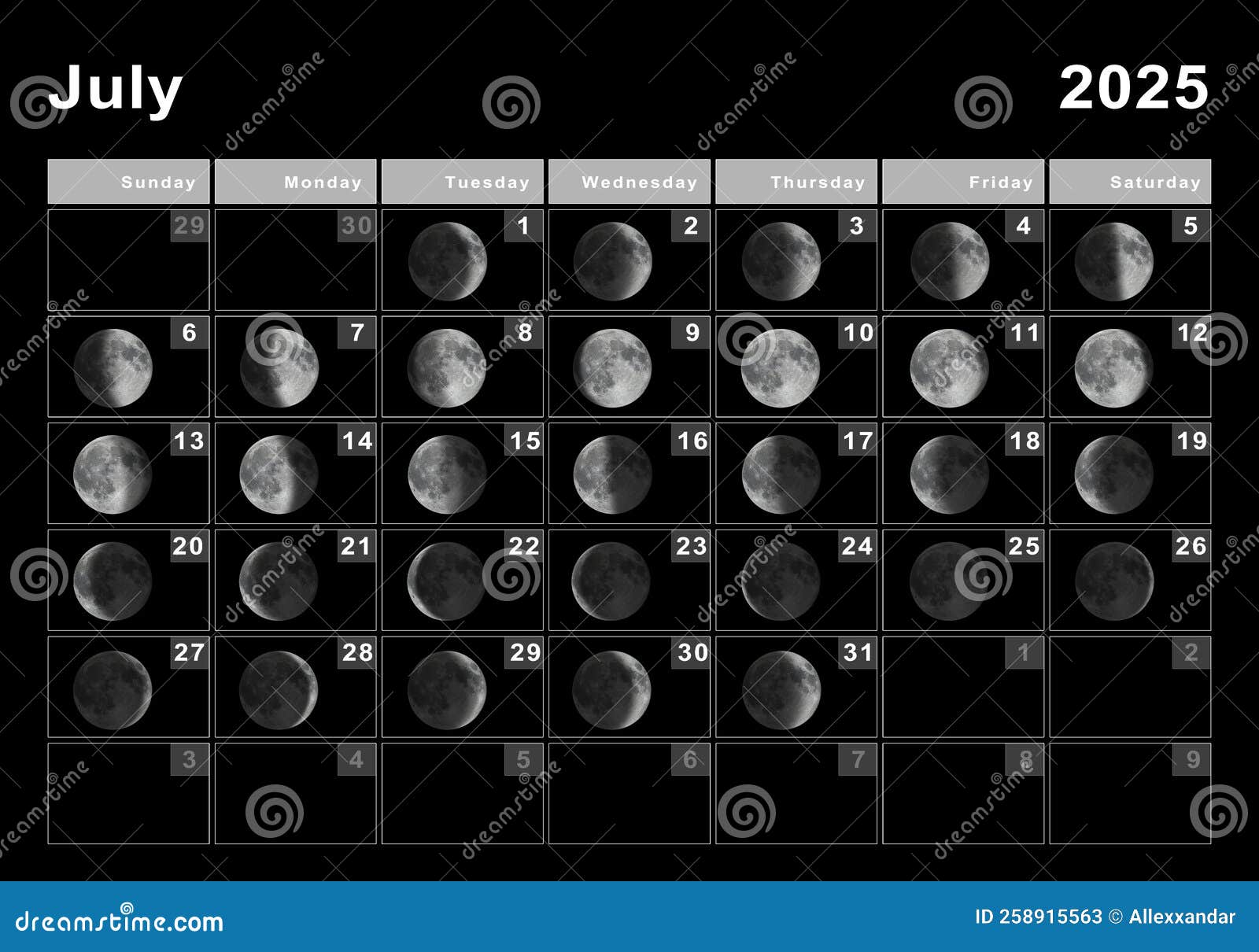 july-2025-lunar-calendar-moon-cycles-stock-illustration-illustration-of-galaxy-date-258915563