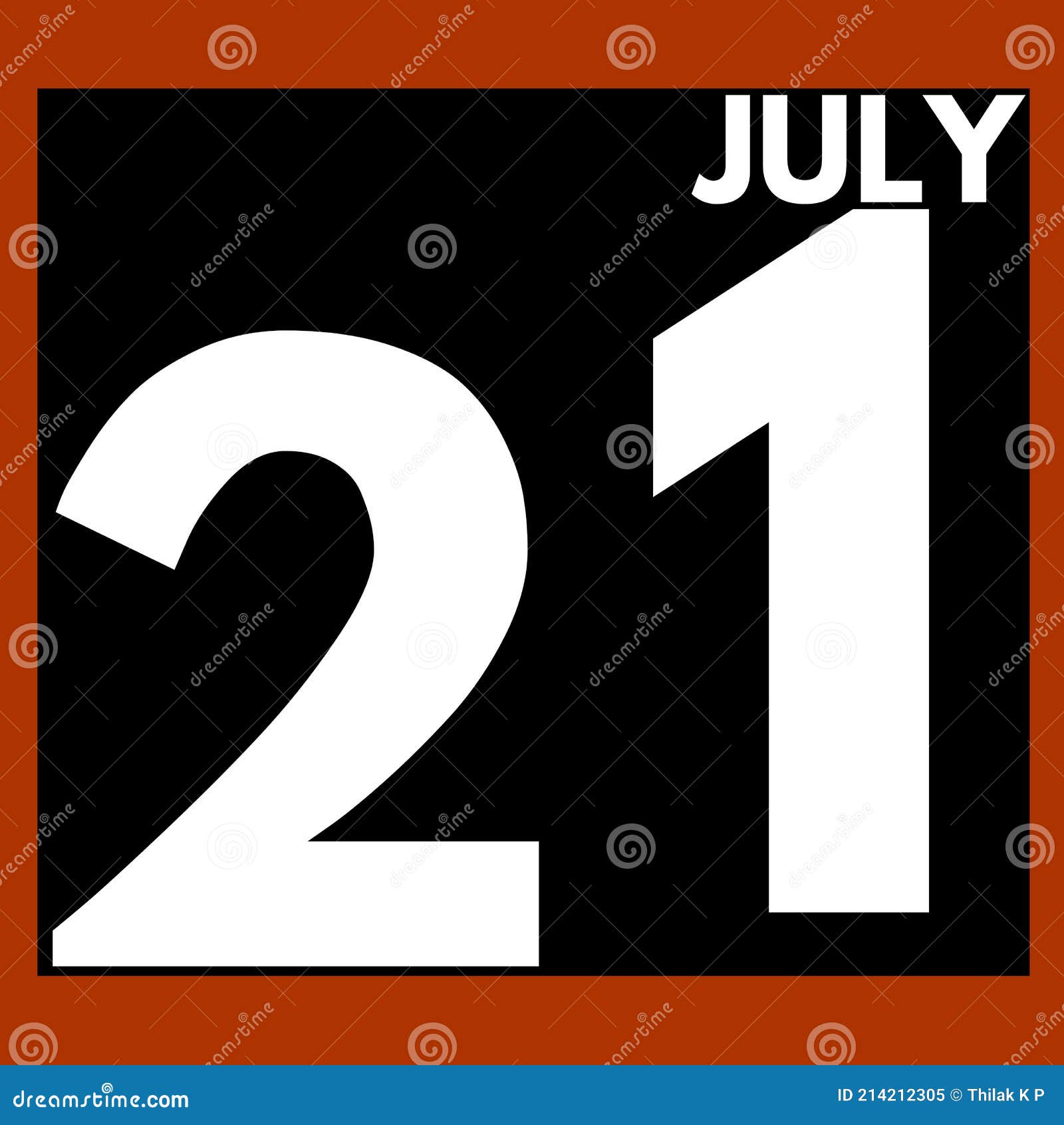 July 21 Modern Daily Calendar Icon Date Day Month Stock