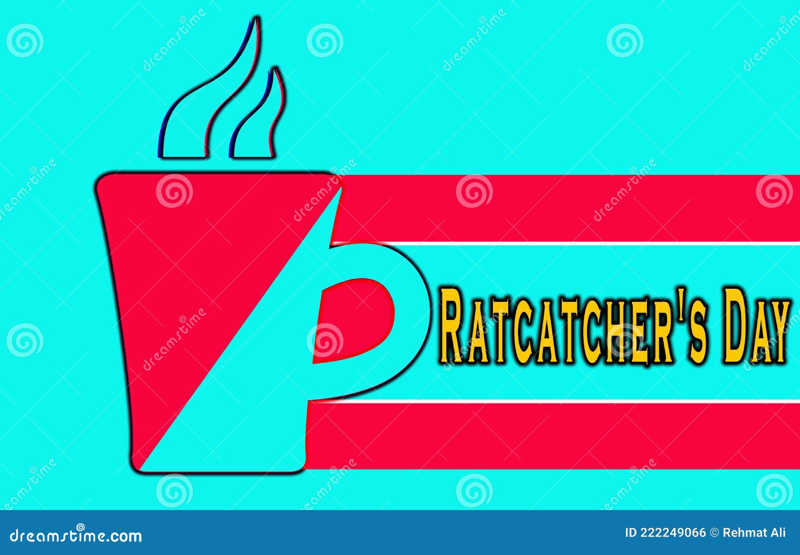 july month special day. ratcatcher's day, text effect on cyan background
