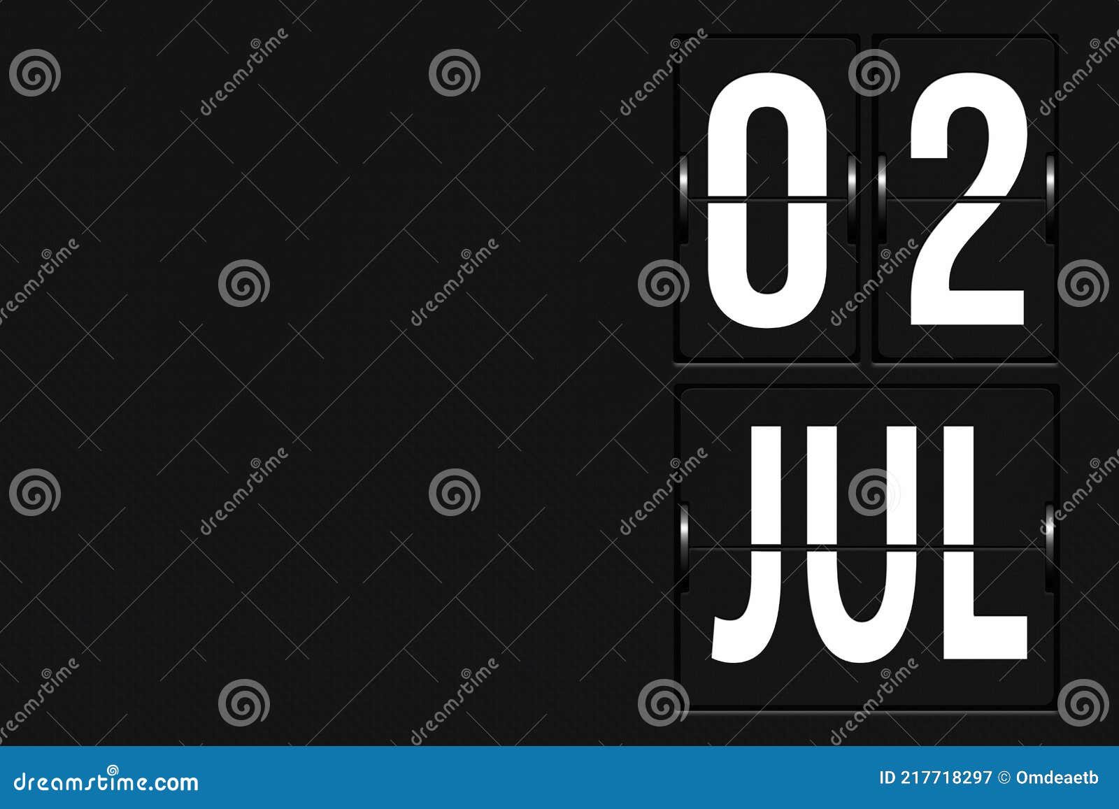 July 2nd. Day 2 of Month, Calendar Date. Calendar in the Form of a