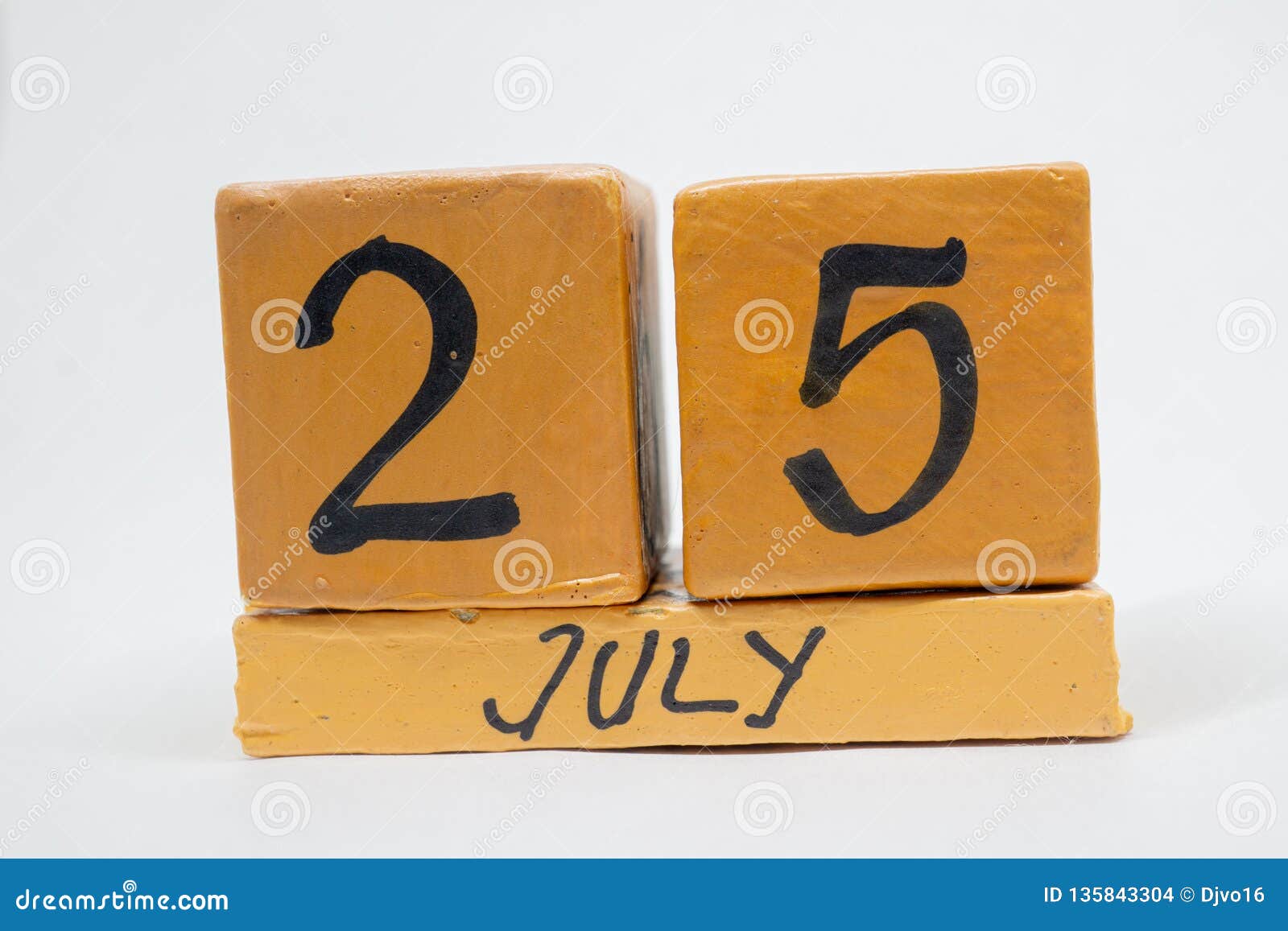 July 25th. Day 25 Of Month, Handmade Wood Calendar Isolated On White  Background. Summer Month, Day Of The Year Concept Stock Photo - Image of  desk, first: 135843304